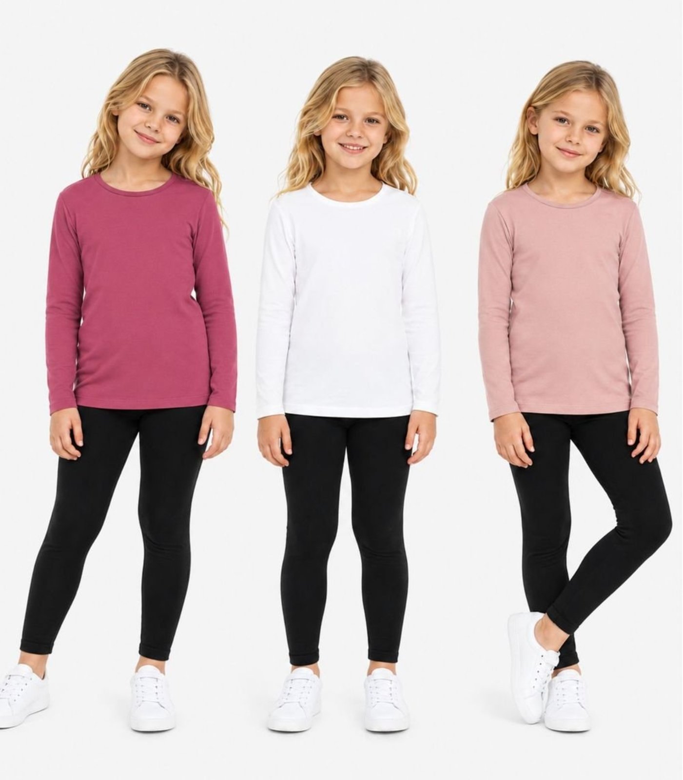 Infantil - Kit 3 Camisetas Menina Manga Longa Térmicas Rovi Sortidas
