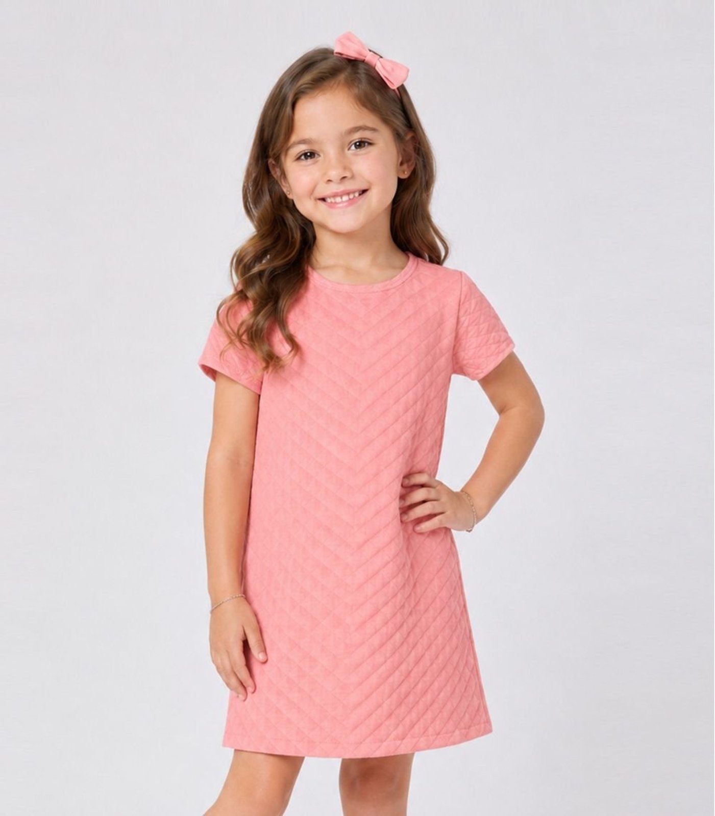 Infantil - Vestido Feminino Malha Matelasse Select Rosa