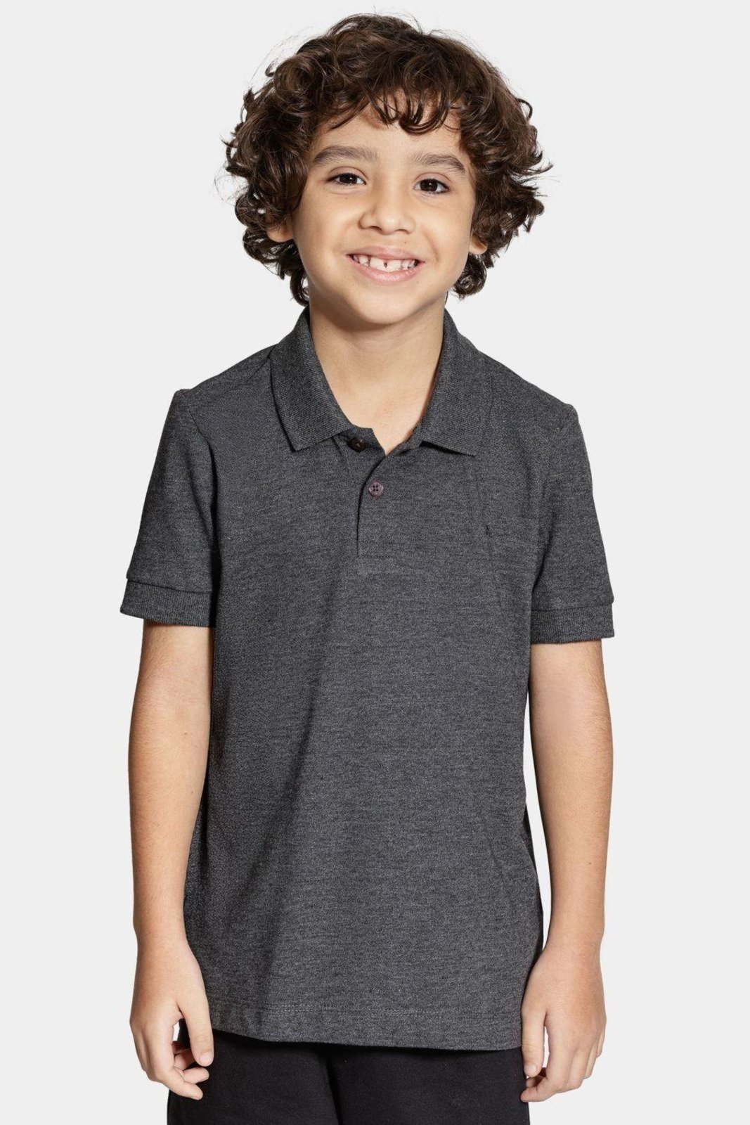 Infantil - Polo Aramis Piquet Cinza Mescla
