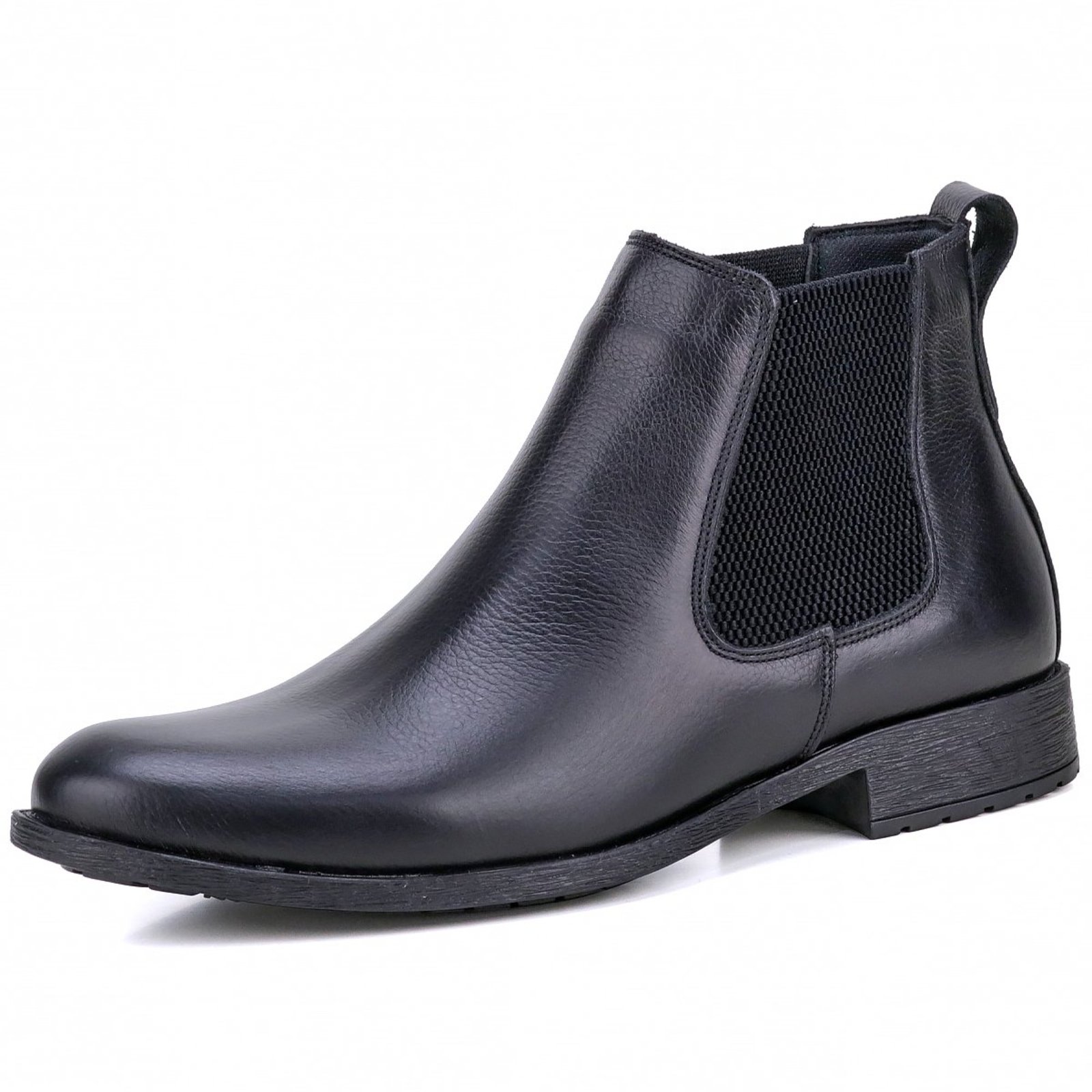 Bota Botina Chelsea Mr. Gutt de Couro Lisa Preta