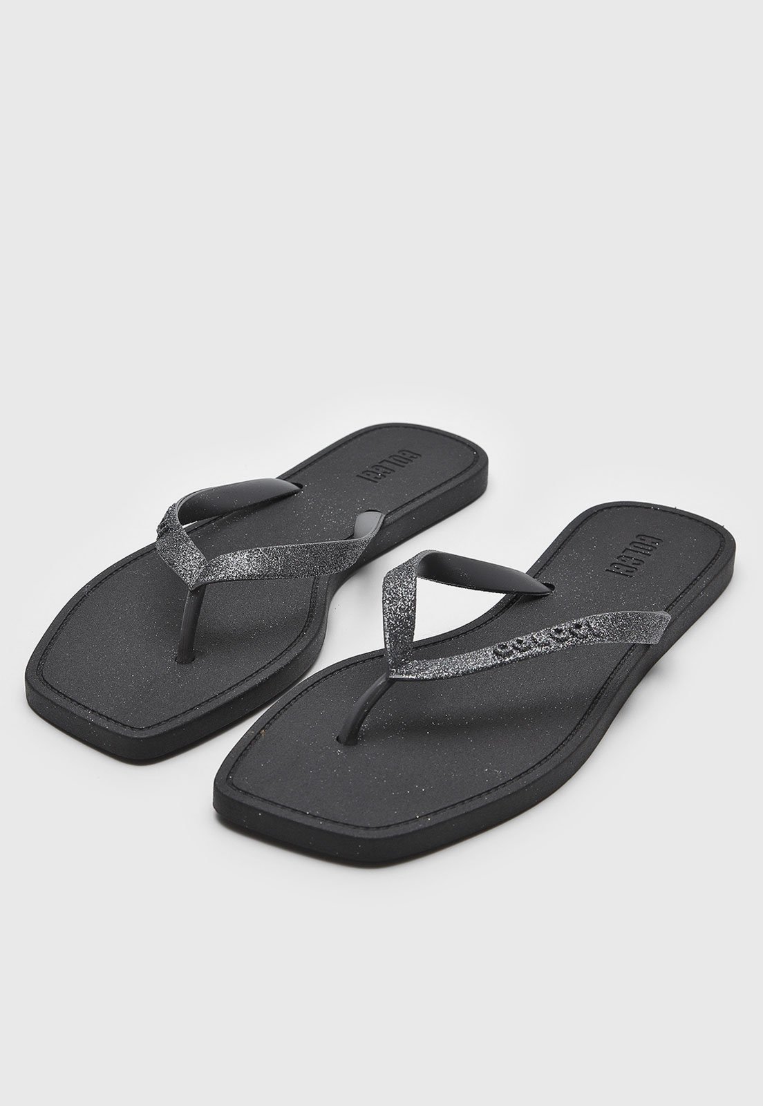 Vista 3 Chinelo Colcci de Dedo Tira Glitter preto Colcci preto