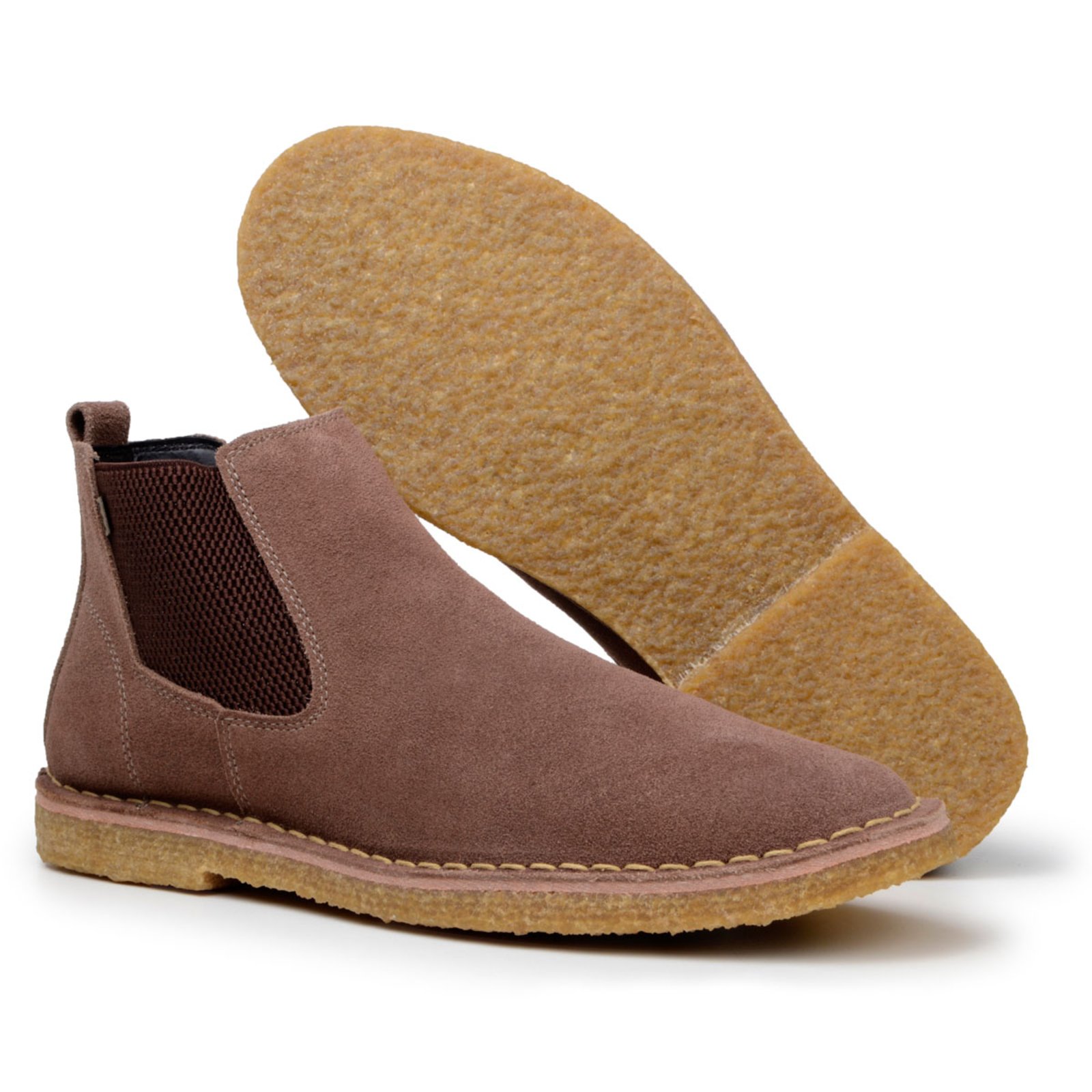 Bota Chelsea Botina Masculina Camurça Marrom Confortável Solado Latéx