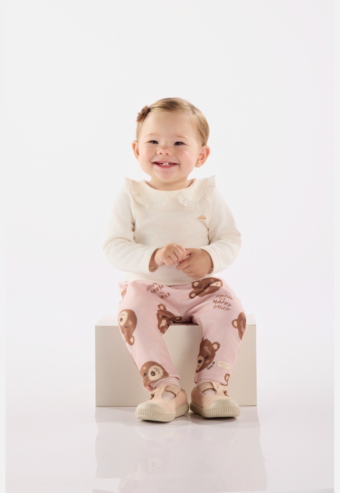 Infantil – Calça Saruel em Malha Peluciada para Menina Up Baby Rosa
