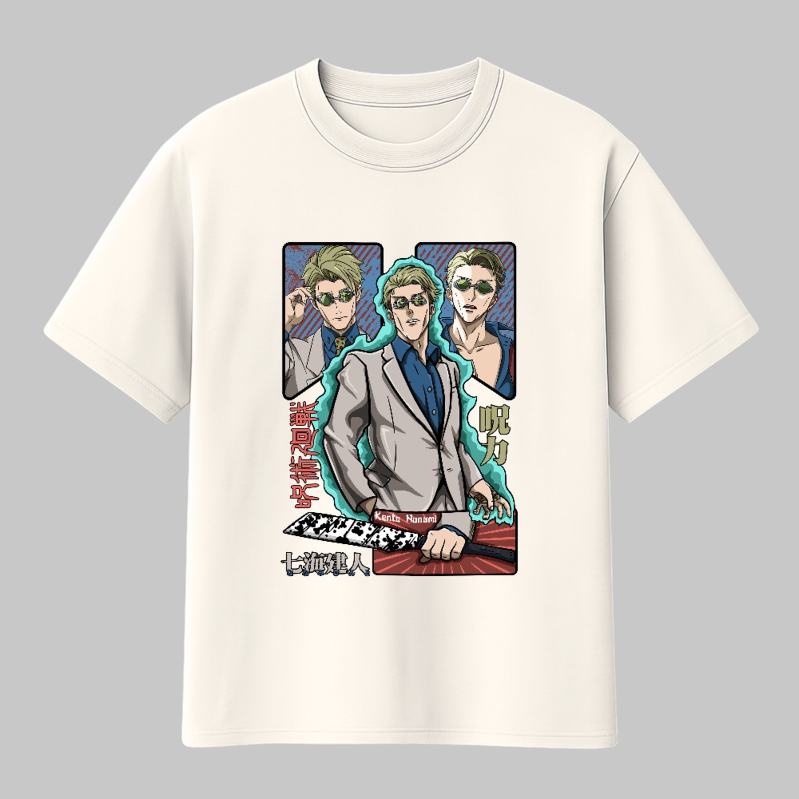 Camiseta Ousy Básica Arte Anime Urbana Nanami Jujutsu Kaisen Unissex Off White