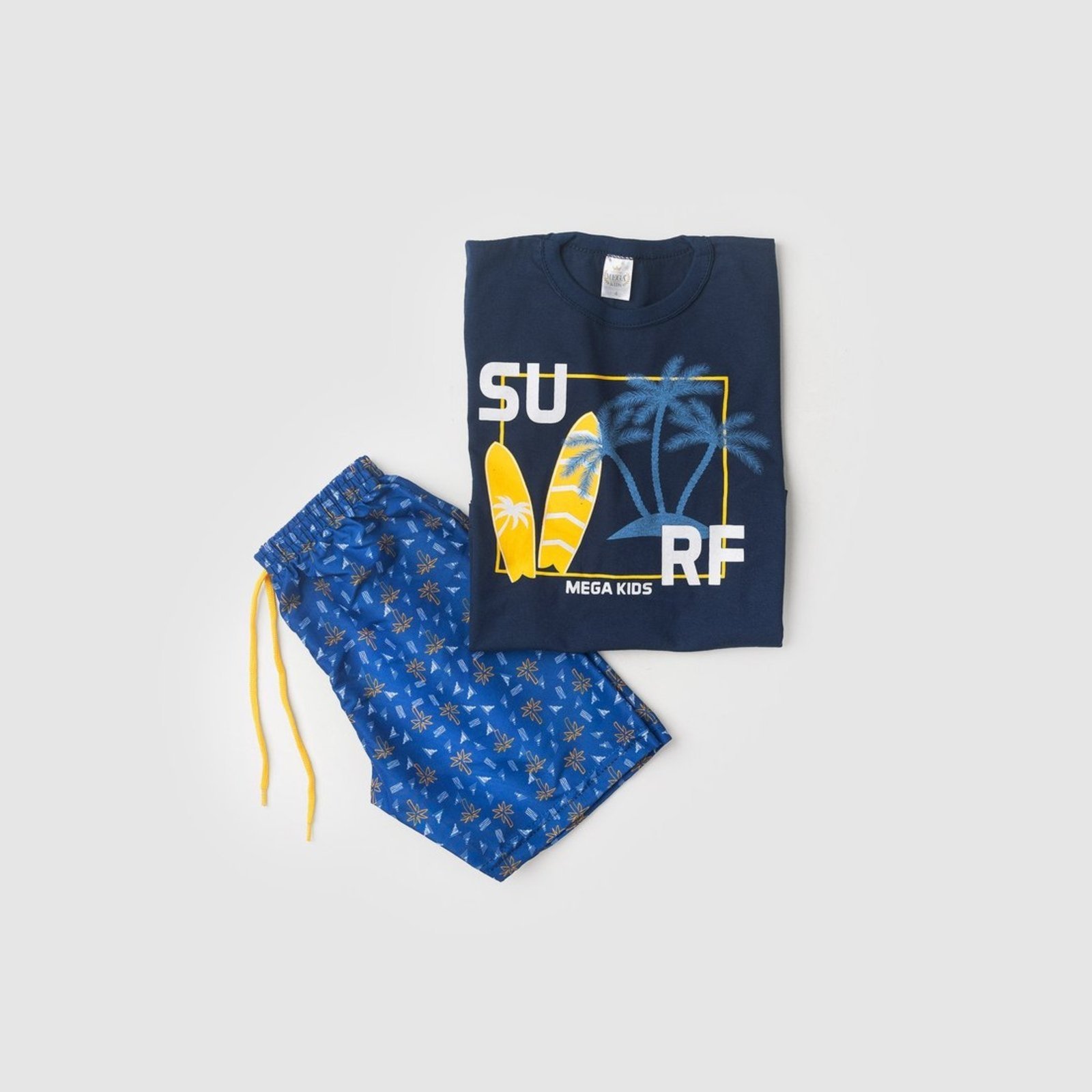 Vista 3 Infantil - Conjunto Verão Masculino Surf Marinho - Mega Mega Kids unico Mega Kids unico