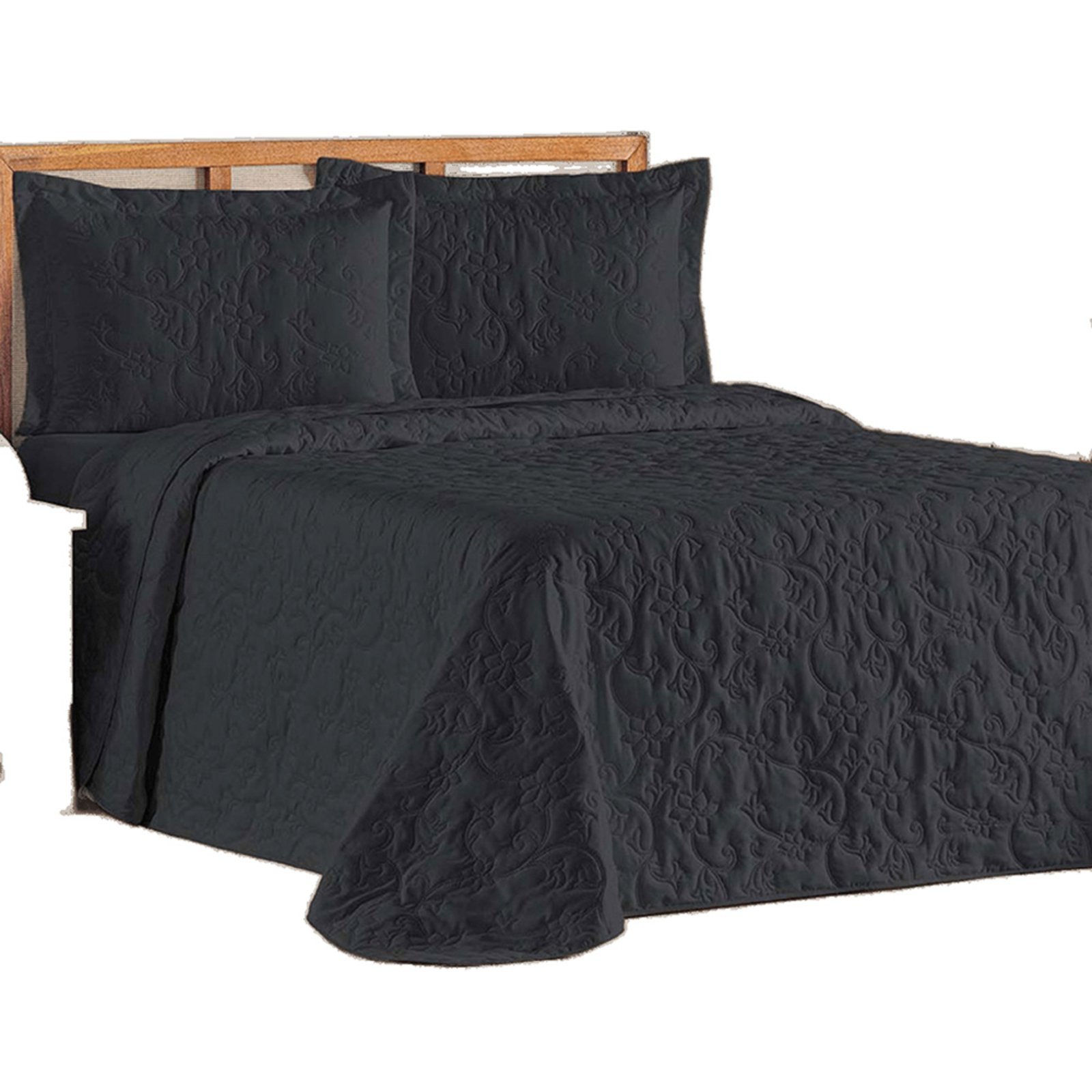 Cobre Leito Colcha Queen Mobili 03 Peças - Preto - 100% Poliéster