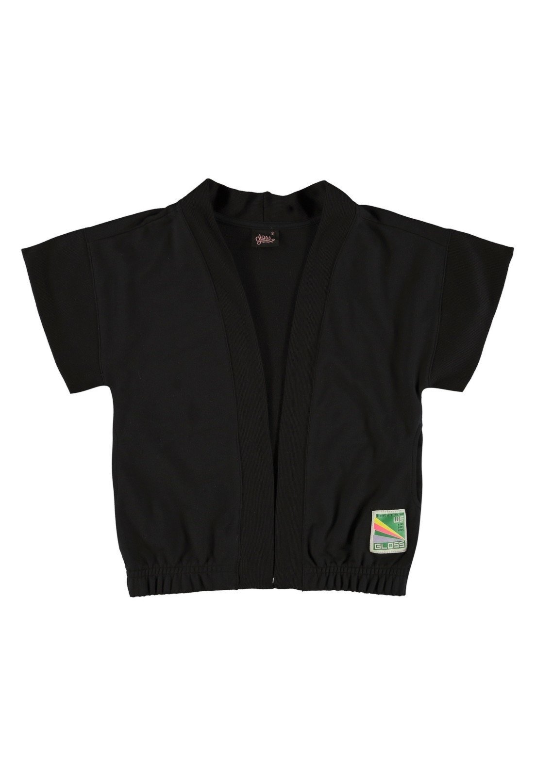 Infantil – Kimono Oversize Juvenil em Moletom Gloss Preto