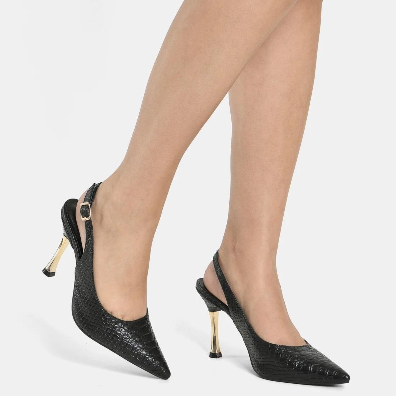 Scarpin Via Marte Feminino Salto Fino Conforto Preto