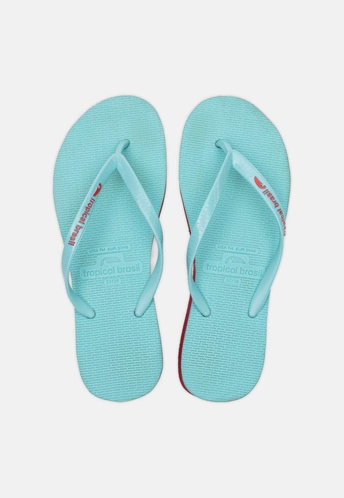 Chinelo Tropical Brasil Tamanco Anabela Ciano com Turquesa