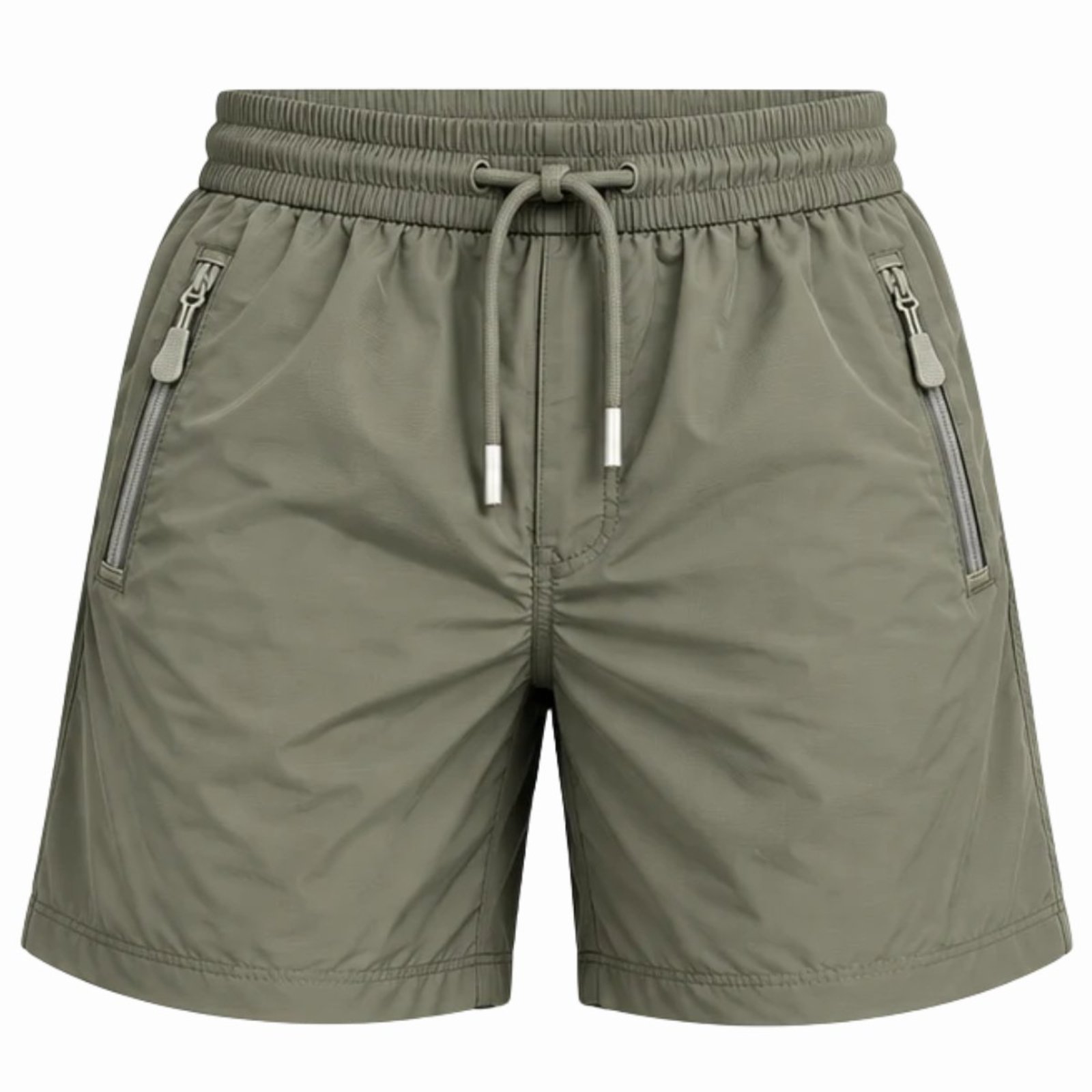 Bermuda Masculina Esportiva Poliamida com Bolsos de Zíper e Cordão Verde