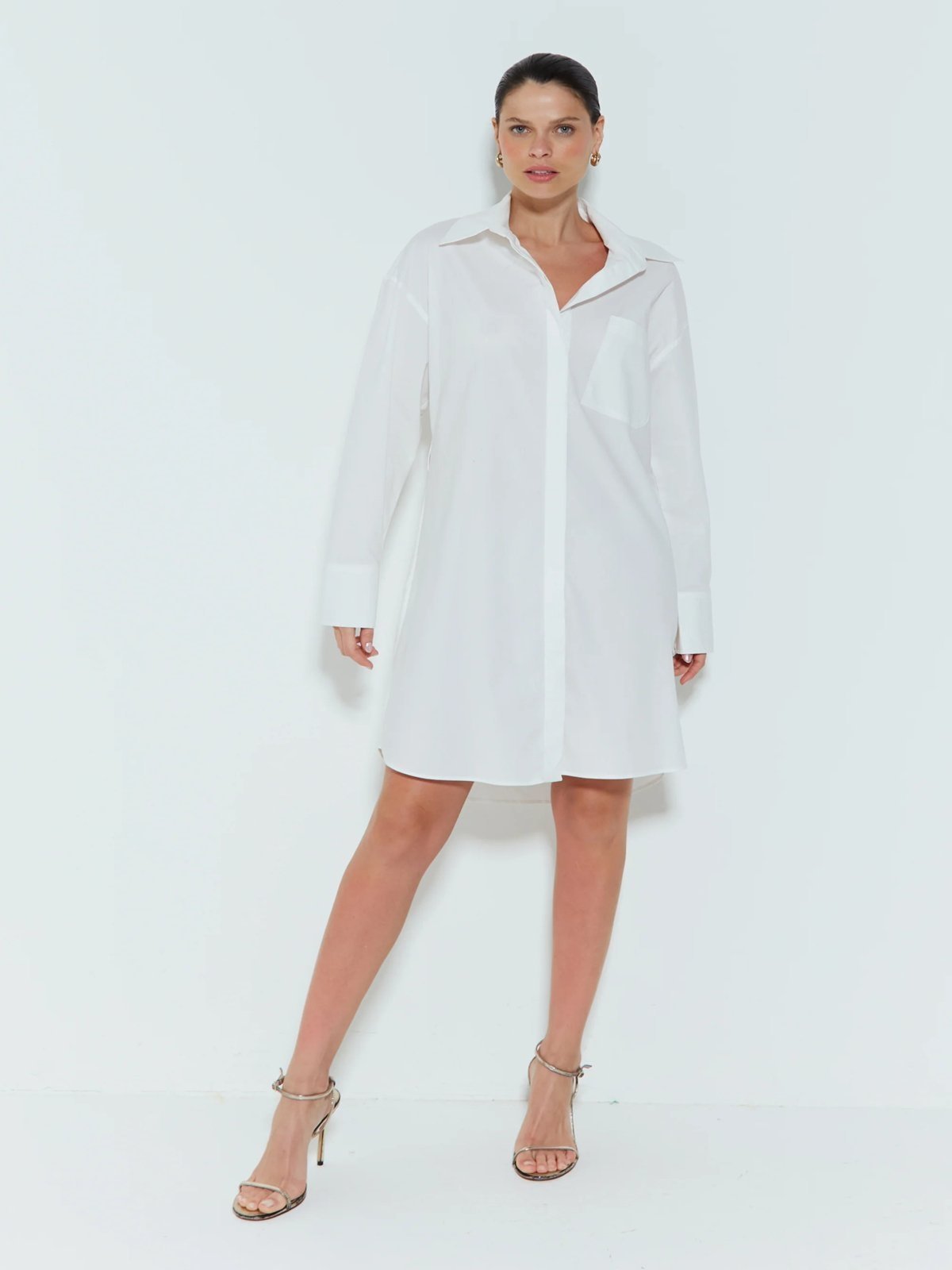 Vestido Chemise Zen Com Bolso Frontal e Amarração Off-White