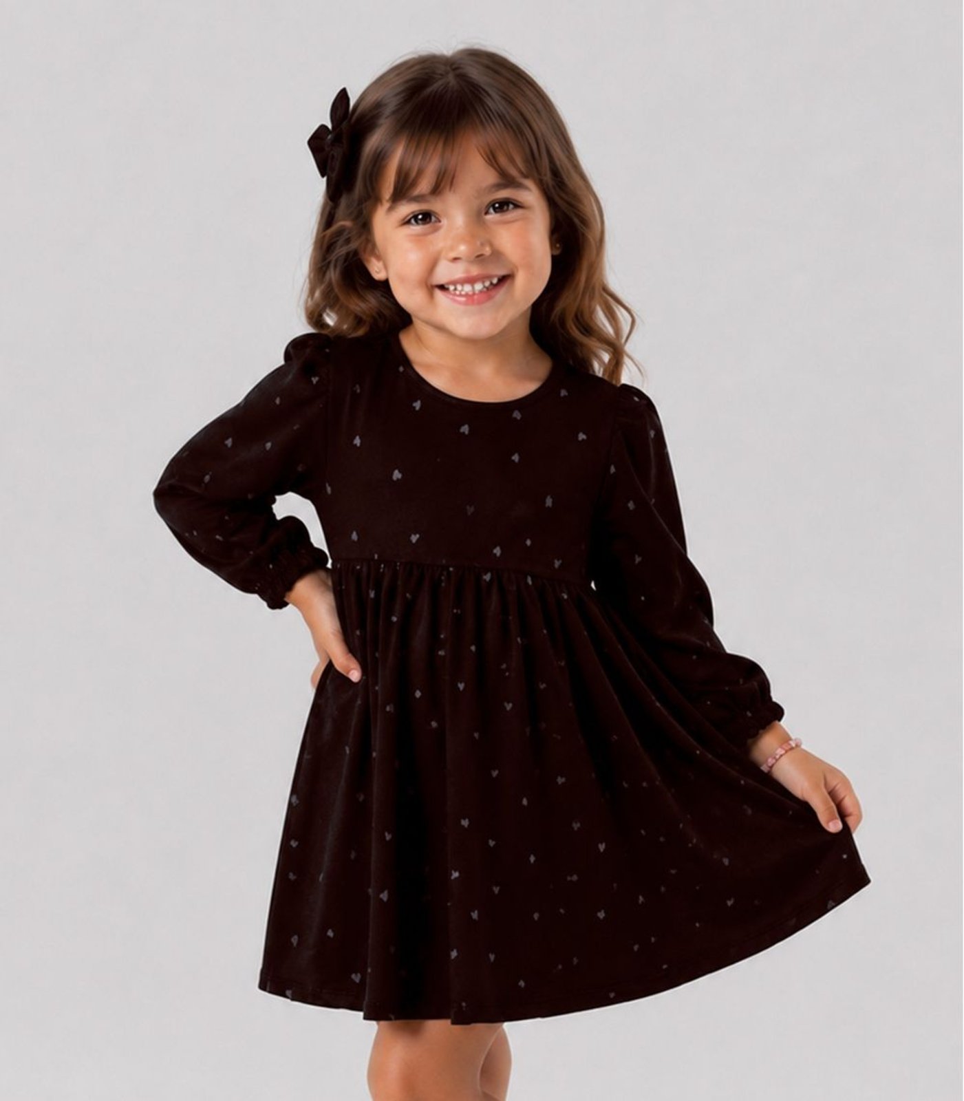 Infantil - Vestido Moletinho Manga Longa Select Marrom