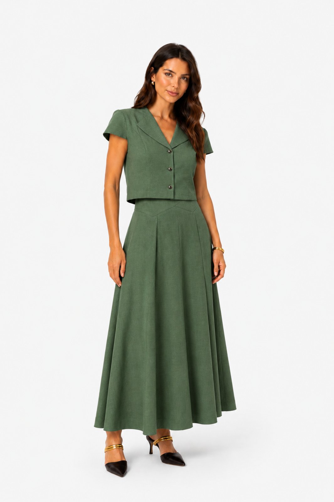 Conjunto Saia Midi D Bell Outlet Fashion Marrant Verde