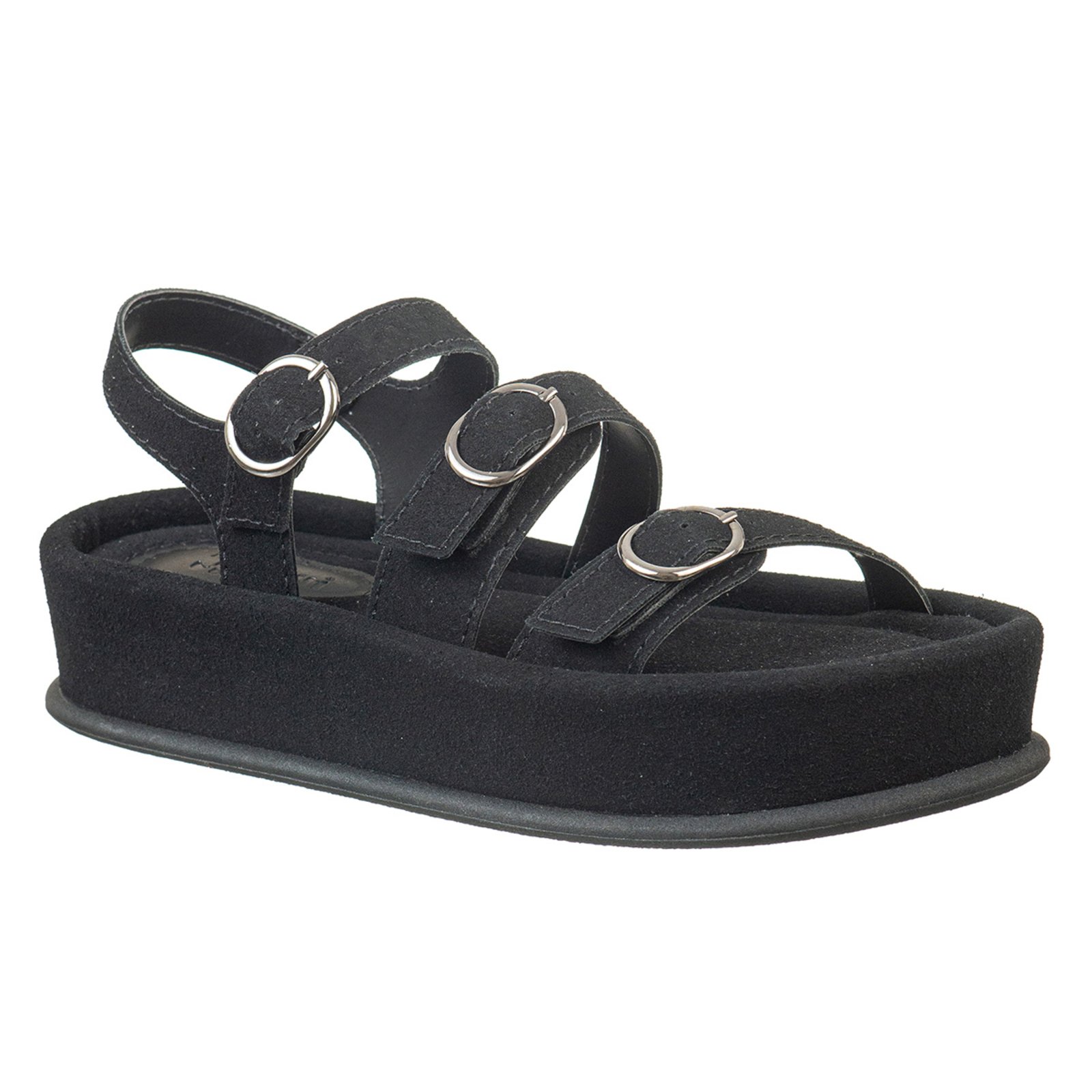 Sandália Feminina Anabela Papete Flatform C/ Fivela Via Birigui PRETO