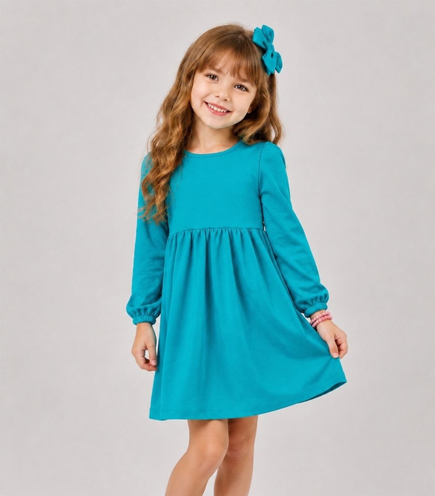 Infantil - Vestido Em Molecotton Manga Longa Select Azul