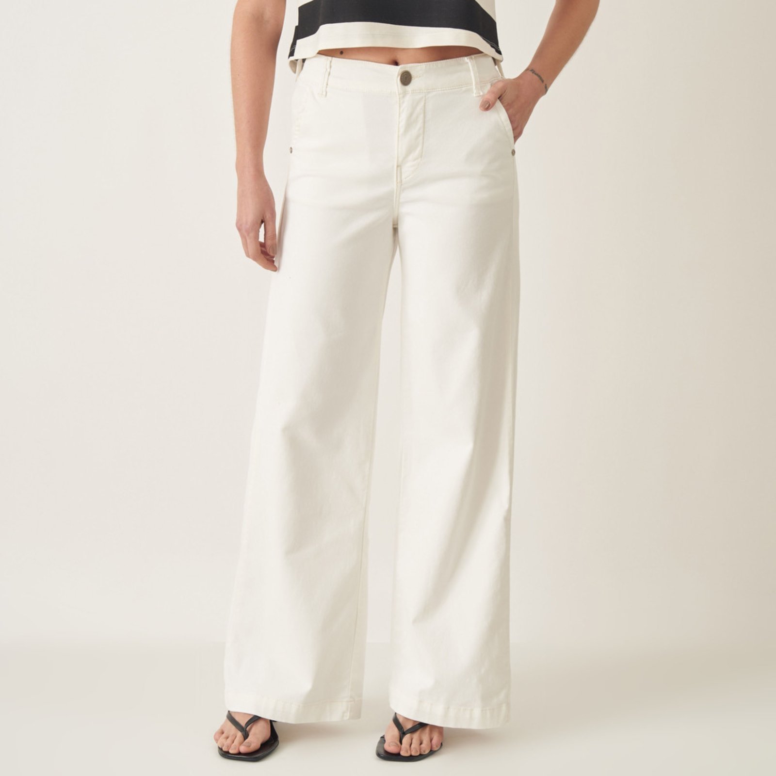 Calça Pantalona Color Cintura Alta