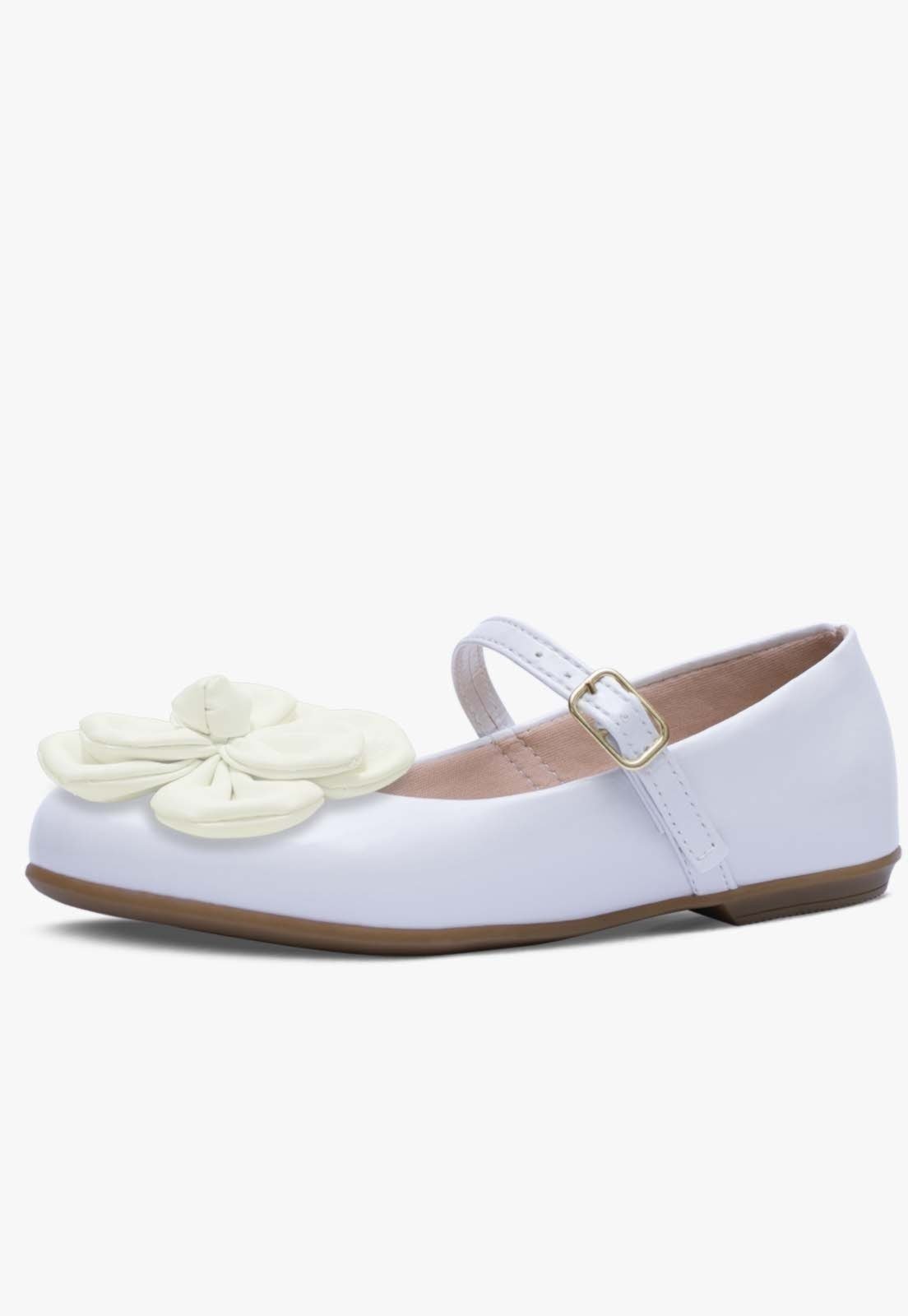 Vista 2 Infantil - Sapatilha Feminina Rasteira Pópidi Petala Flor branco Pópidí branco