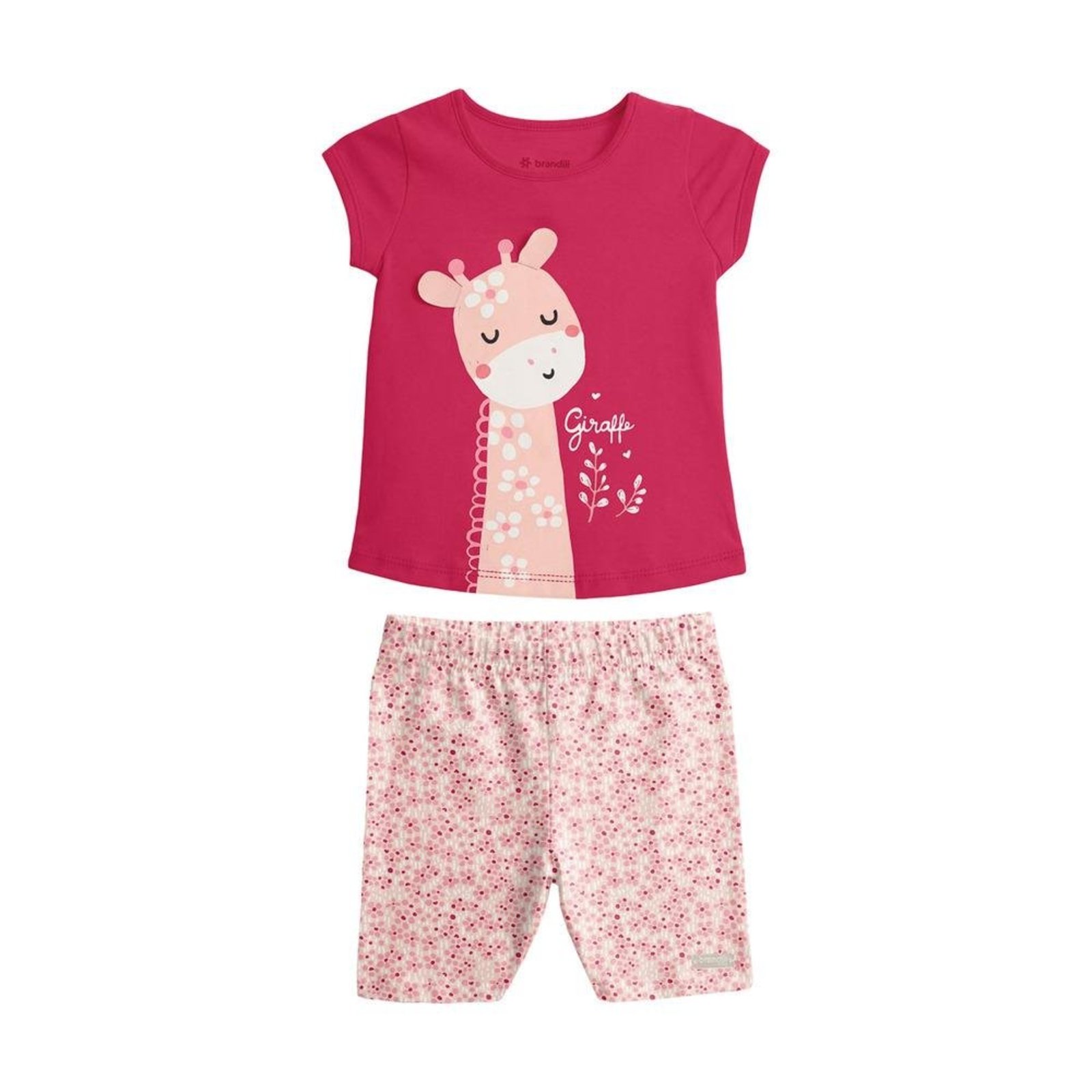 Infantil - Conjunto Feminino Camiseta Girafa Shorts Brandili Rosa G Rosa