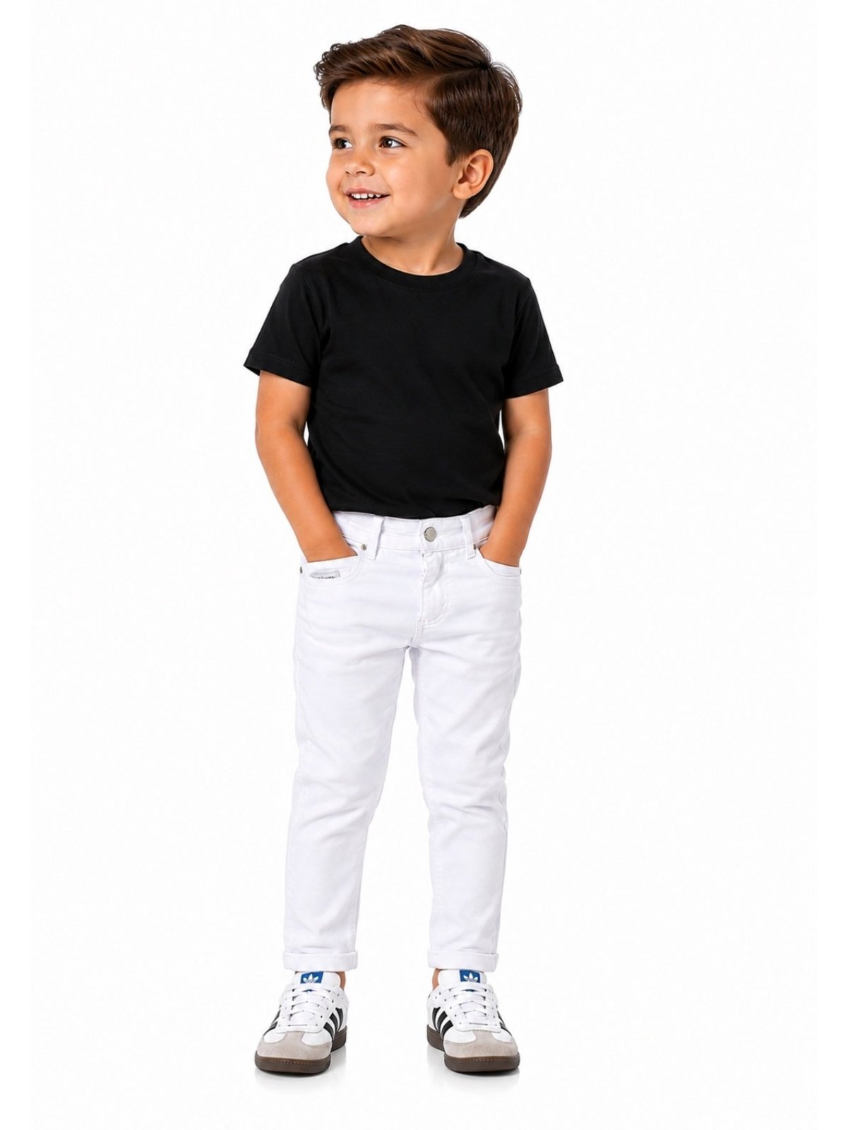 Infantil – Calça Crawling Sarja Skinny Menino Branca