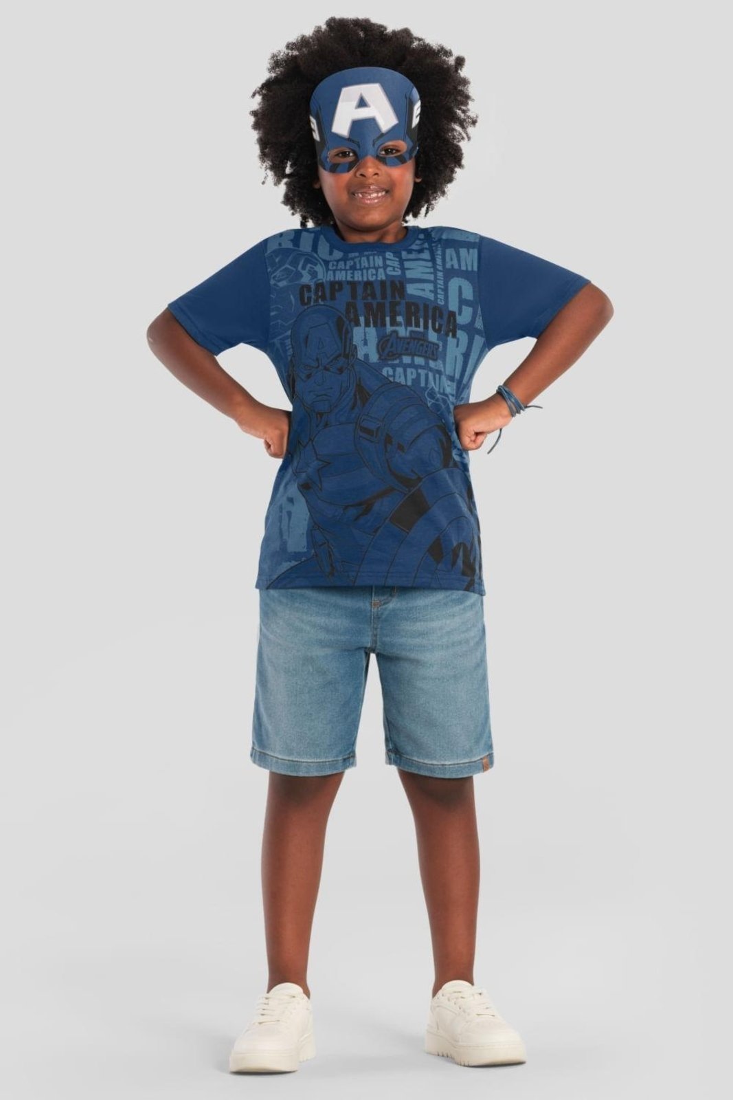 Infantil - Camiseta menino dos Vingadores com máscara Brandili
