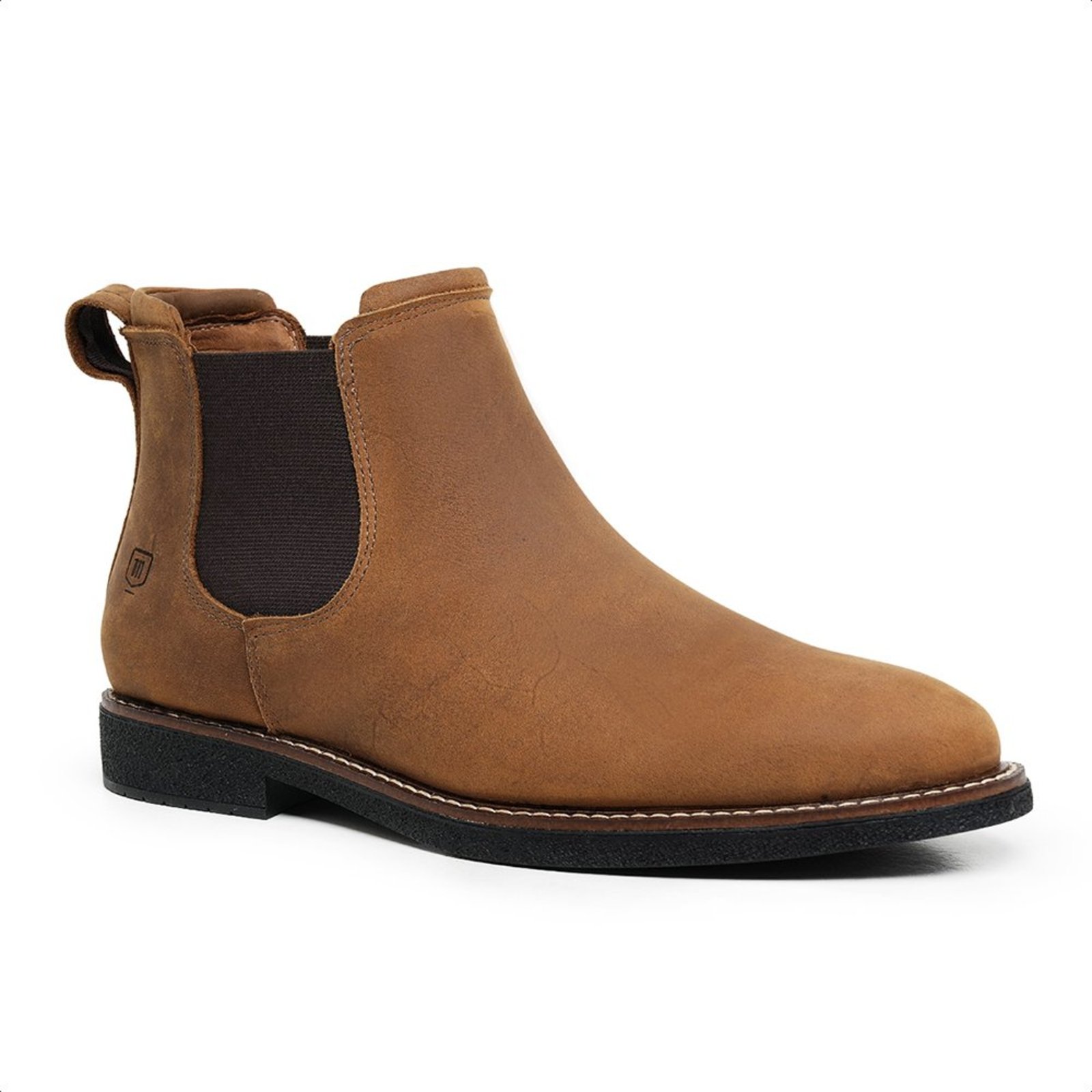 Botina Masculina Malbork Couro Caramelo Estilo Chelsea Conforto 001777C