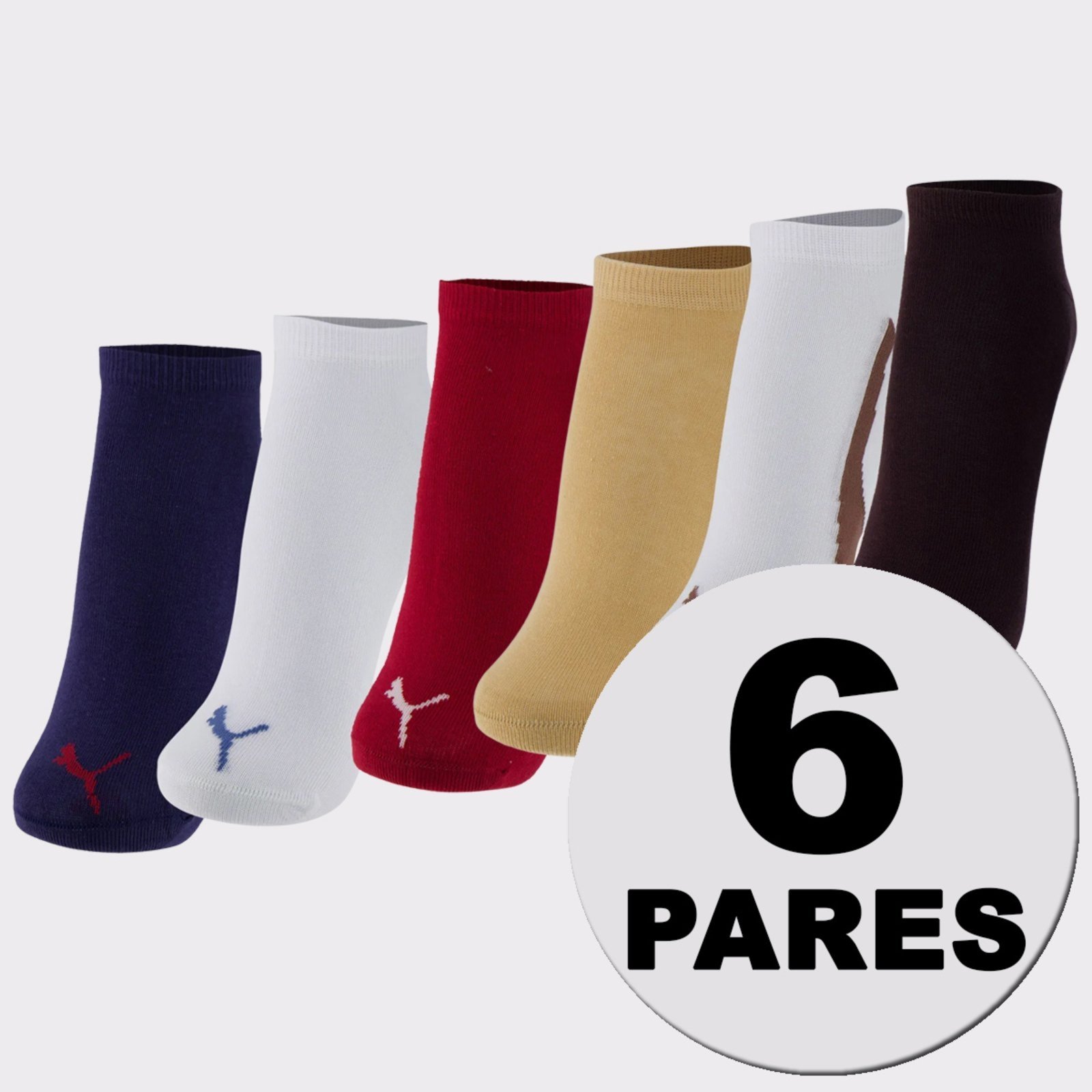 Vista 2 Kit Meia Puma Sapatilha 6 Pares Sortidas branco Puma branco