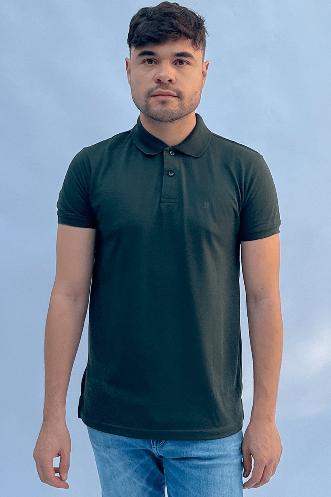 Polo Masculina Piquet Básica Com Botões Polo Wear Verde Escuro
