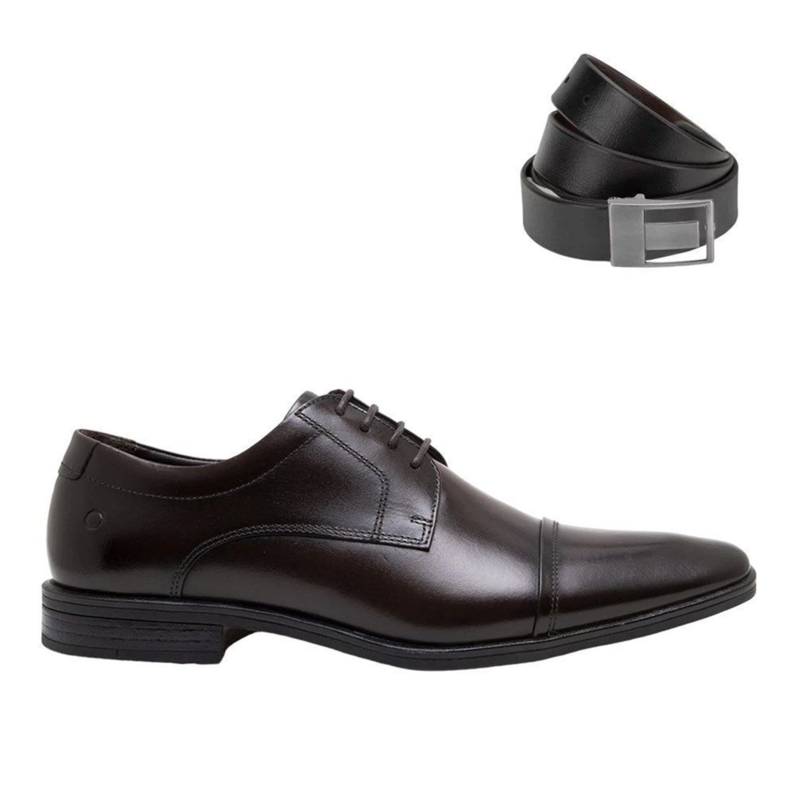 Kit Sapato Democrata Metropolitan Vega Masculino + Cinto - Marrom - democrata