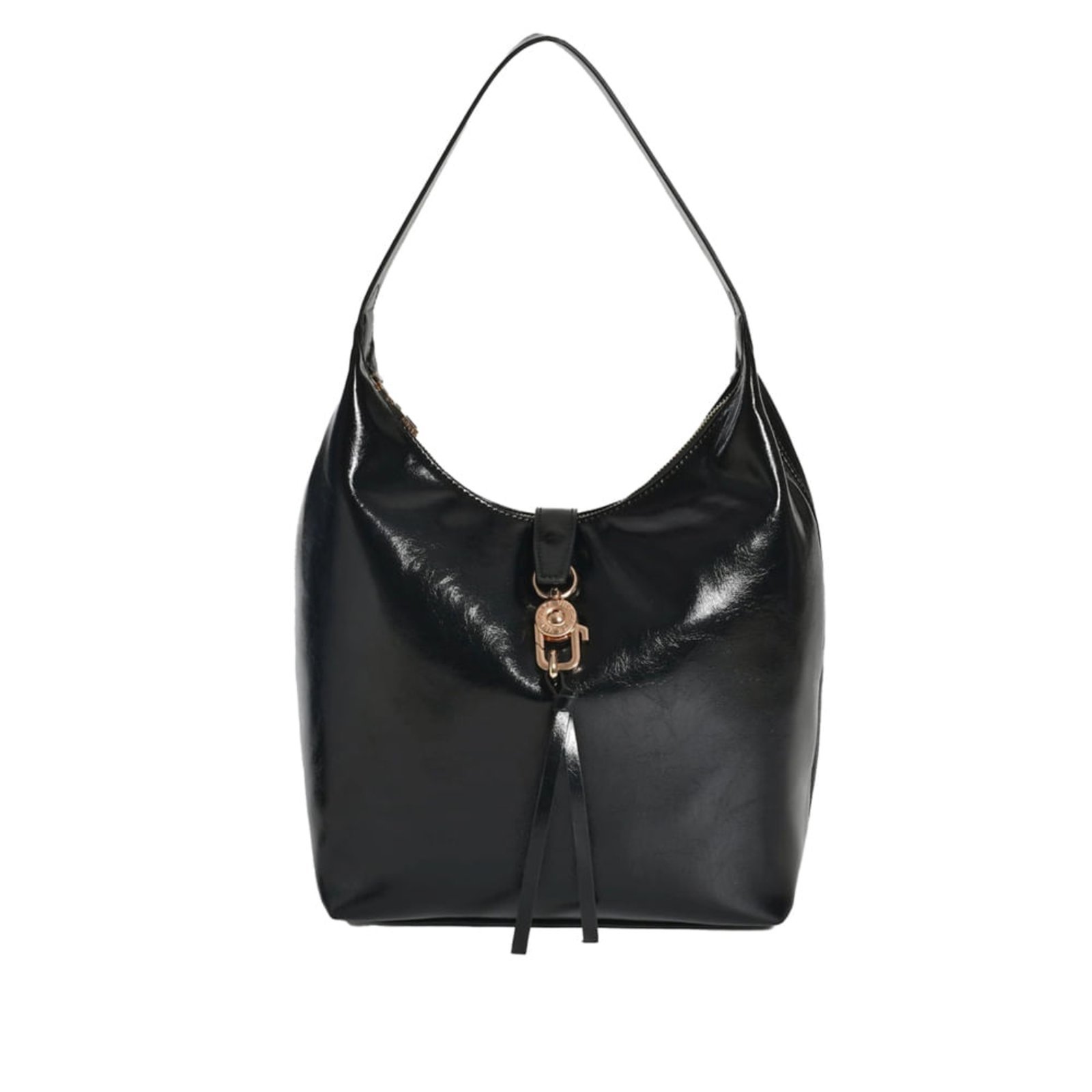 Bolsa Feminina Via Marte Baguete Grande Verniz Preto