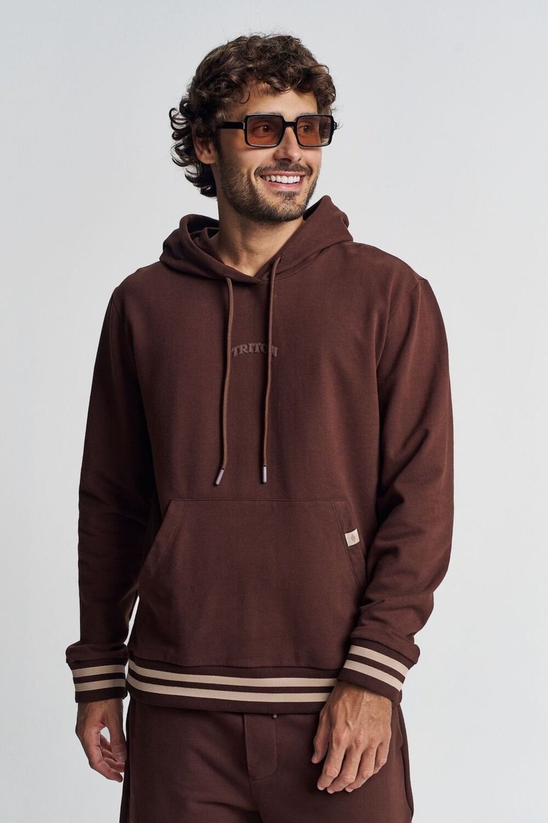 Blusão Masculino Com Capuz Comfort Triton Marrom Roccia
