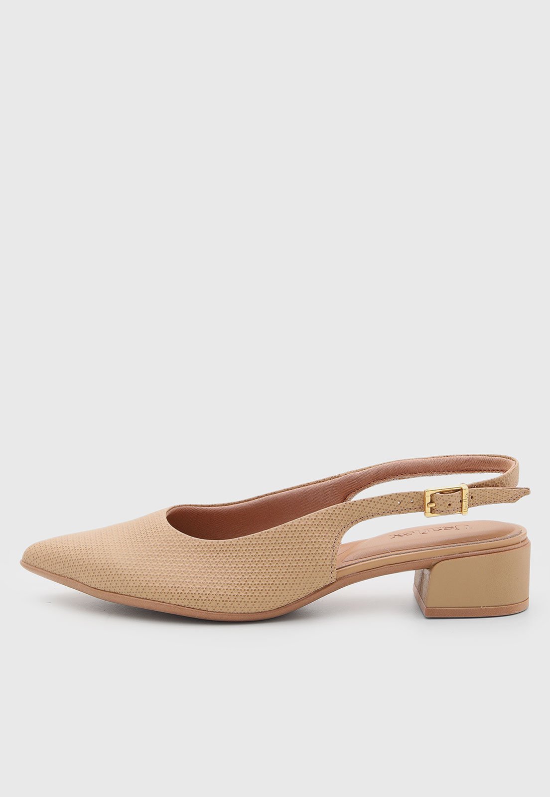 Scarpin Feminino Usaflex Slingback Couro Bege