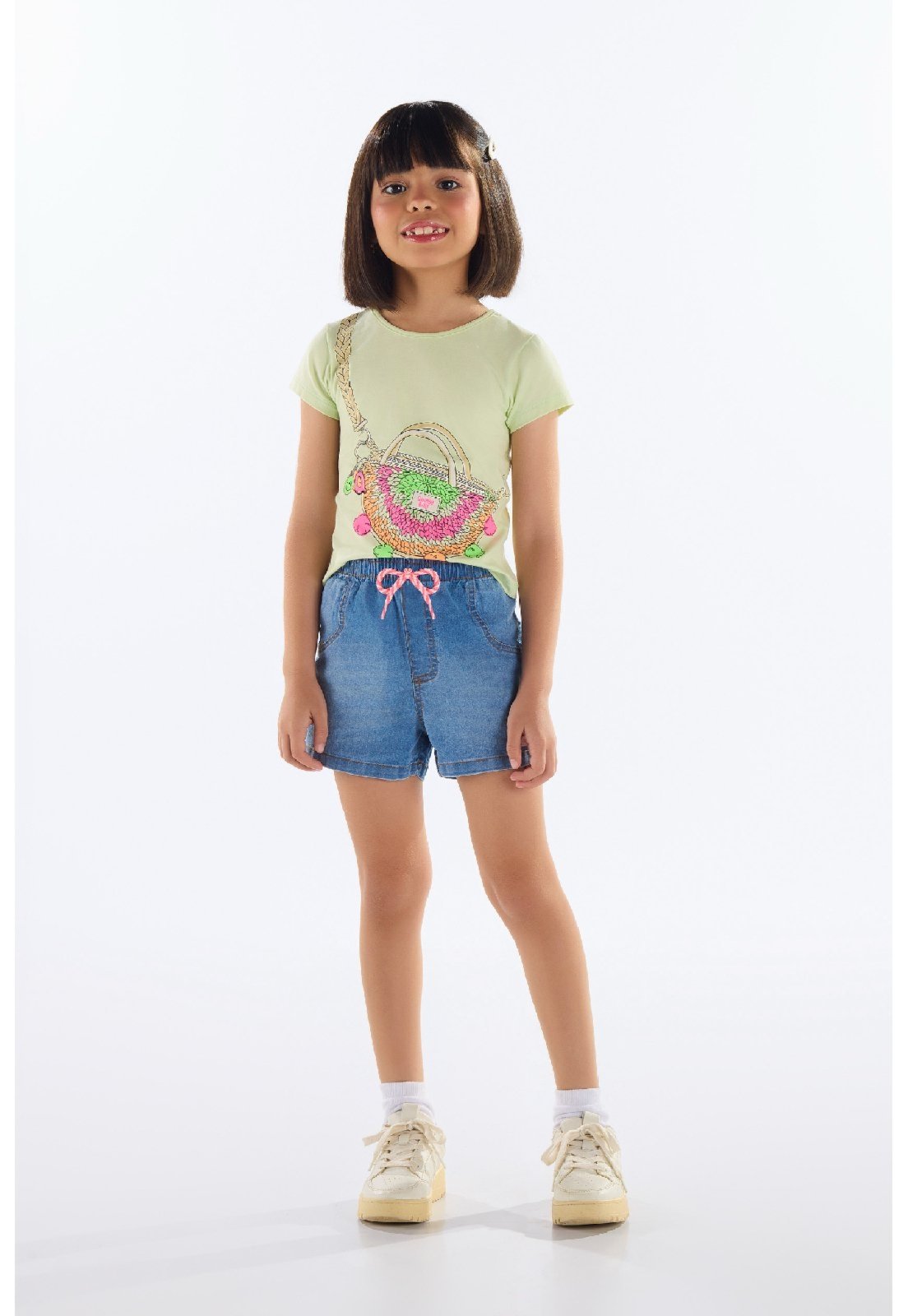 Infantil – Blusa em Cotton com Strass Quimby Verde