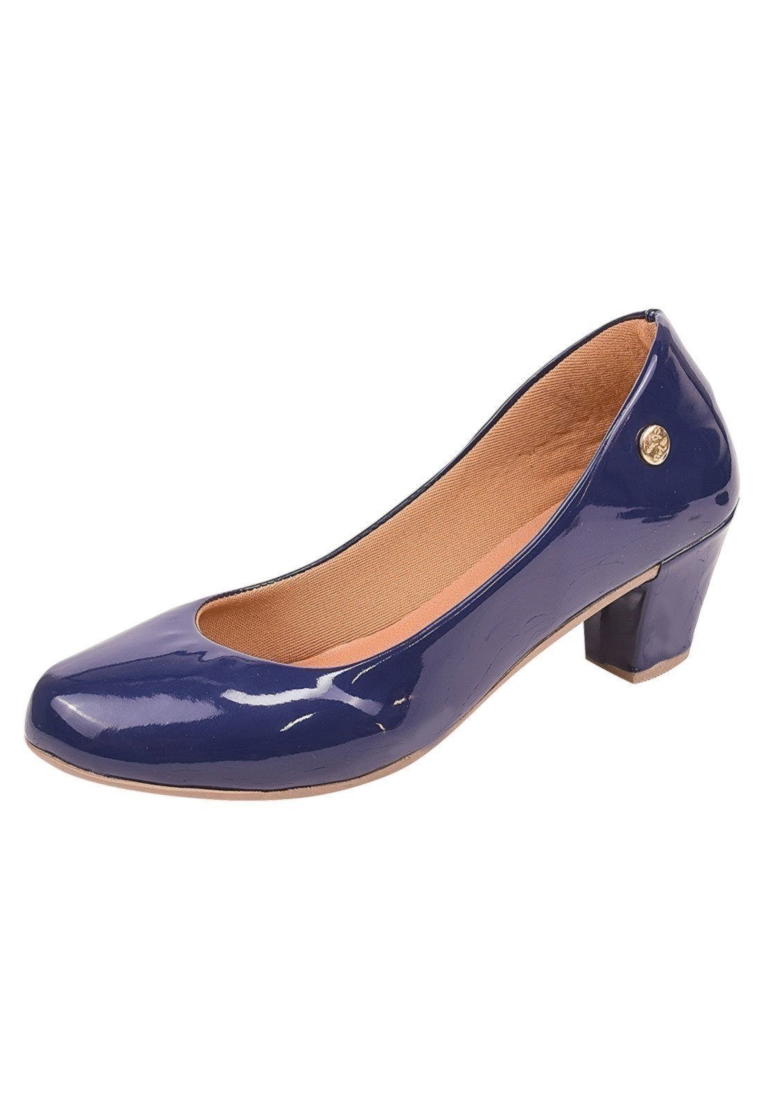 Scarpin Tradicional Donna Santa Bico Redondo Marinho