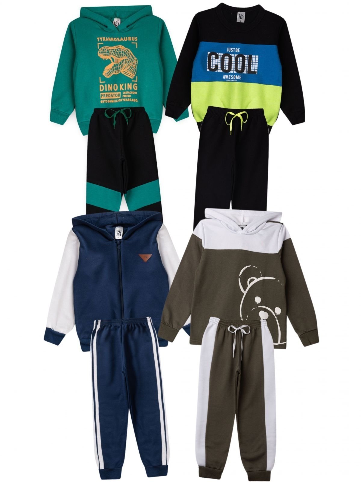 Vista 3 Infantil - Kit Sortido Platinum 8 Peças de Roupas Infantis Masculino Inverno - 4 Casacos + 4 Calças PLATINUM KIDS multicolorido PLATINUM KIDS multicolorido