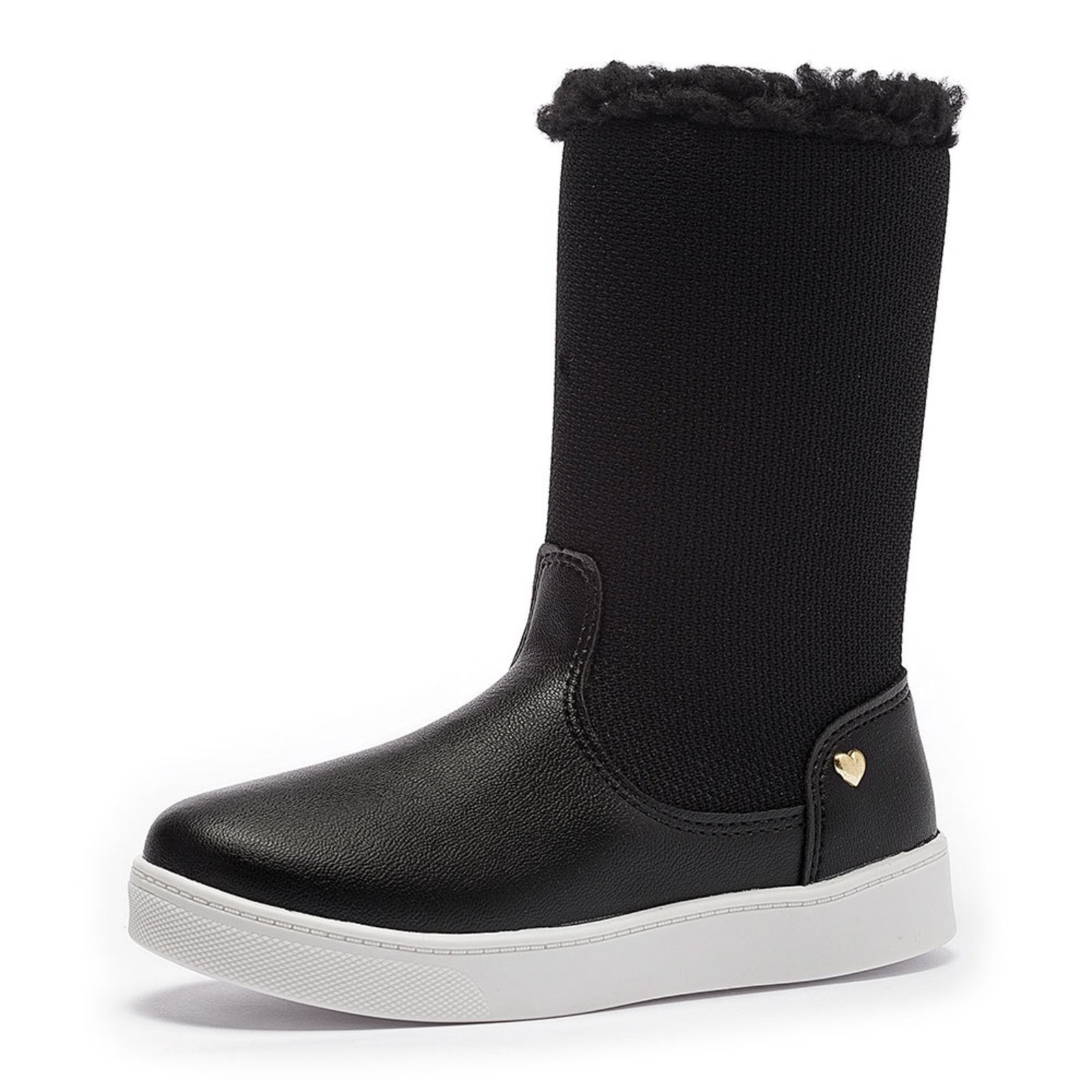 Infantil - Bota Tênis Feminina Tininha Menina Casual com Pêlo Preto