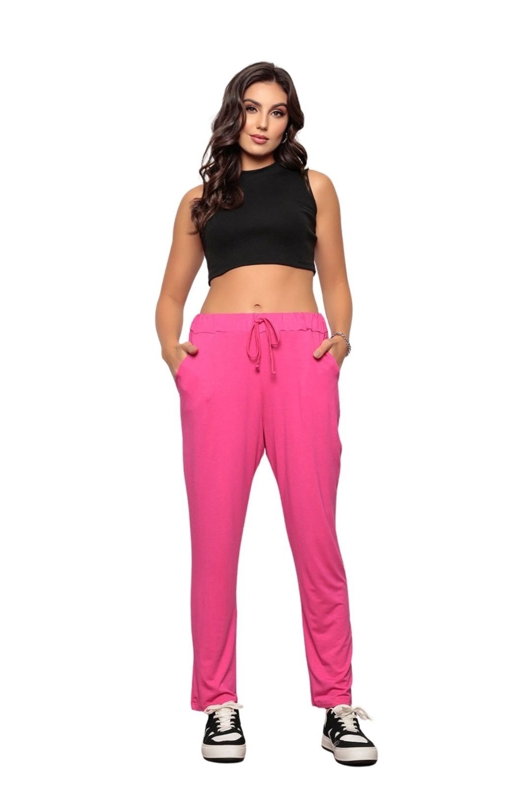 Calça Feminina Soltinha Reta Comfy Rosa