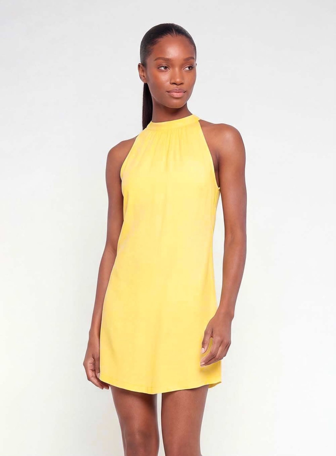 Vestido Curto Comfort Gola Alta Colcci CLC Amarelo Cornish