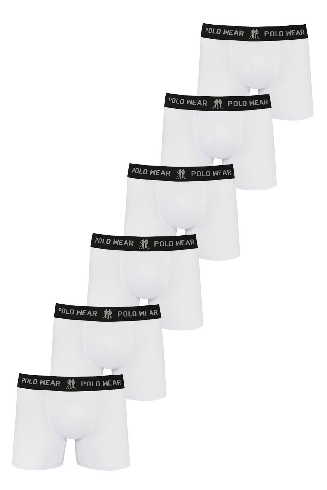 Kit 6 Cuecas Algodão Boxer Polo Wear Branco