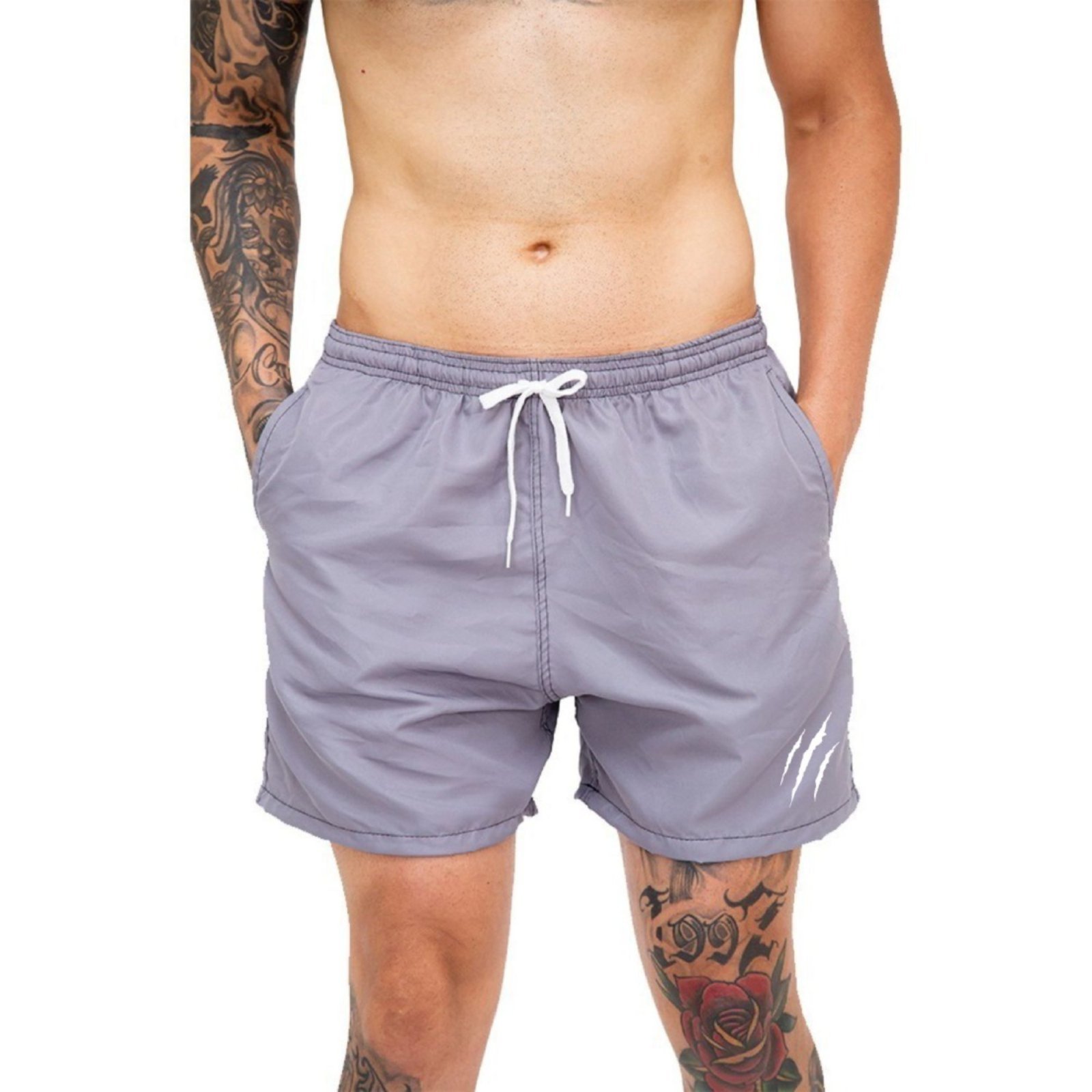 Short Bermuda Tactel Shorts Masculino Mauricinho Academia Treino Cinza