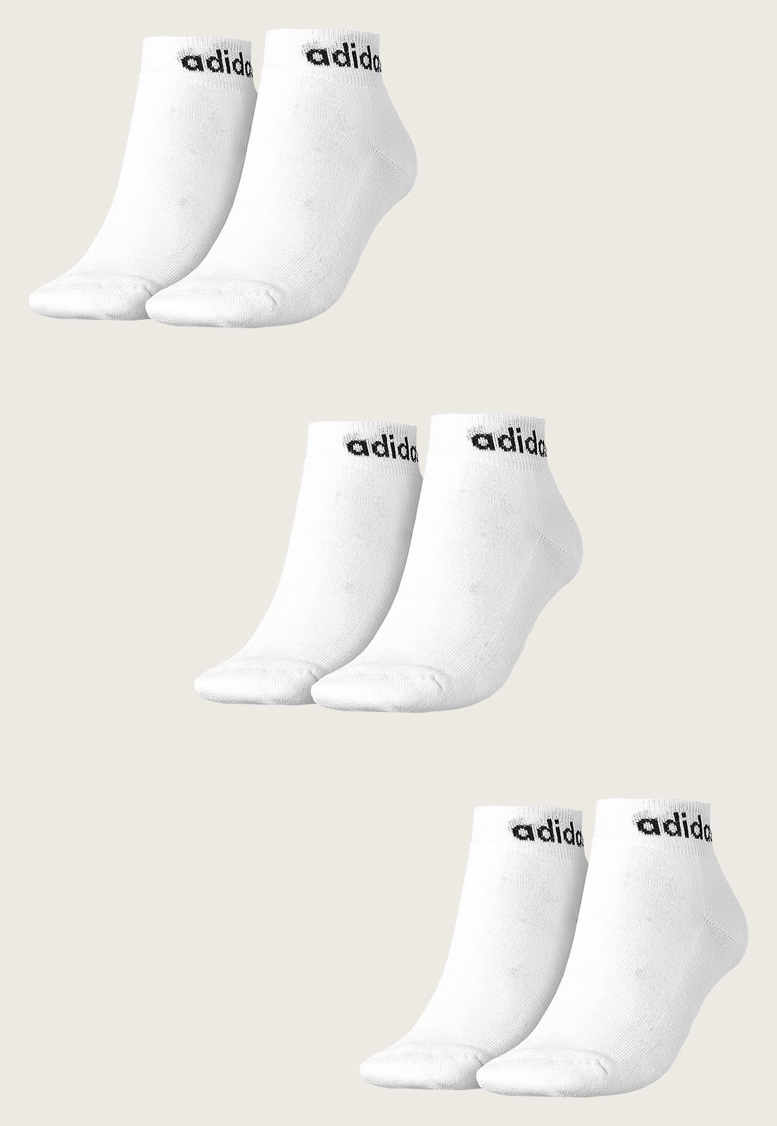 Vista 3 Kit 3pçs Meia adidas Performance Cano édio Logo branco adidas performance branco