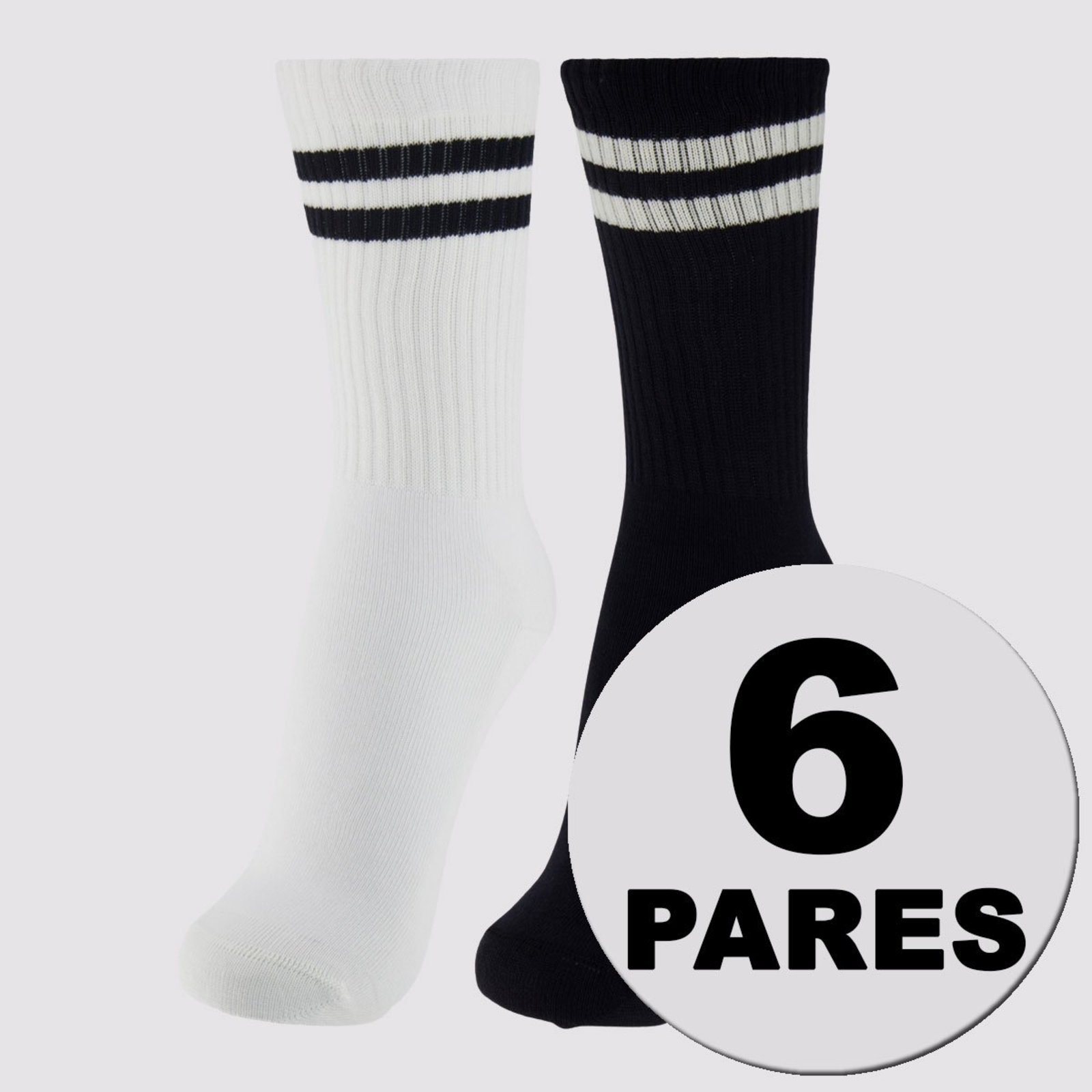 Kit de 6 Meia Lupo Sport Algodão Cano Alto Preta e Branca