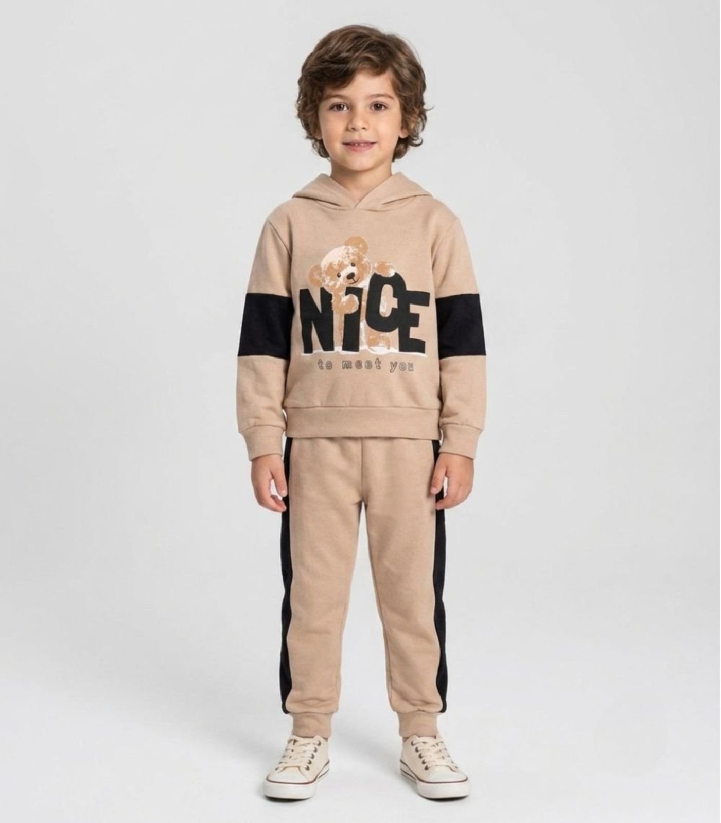 Infantil - Conjunto Moletom Menino Blusão E Calça Select Bege