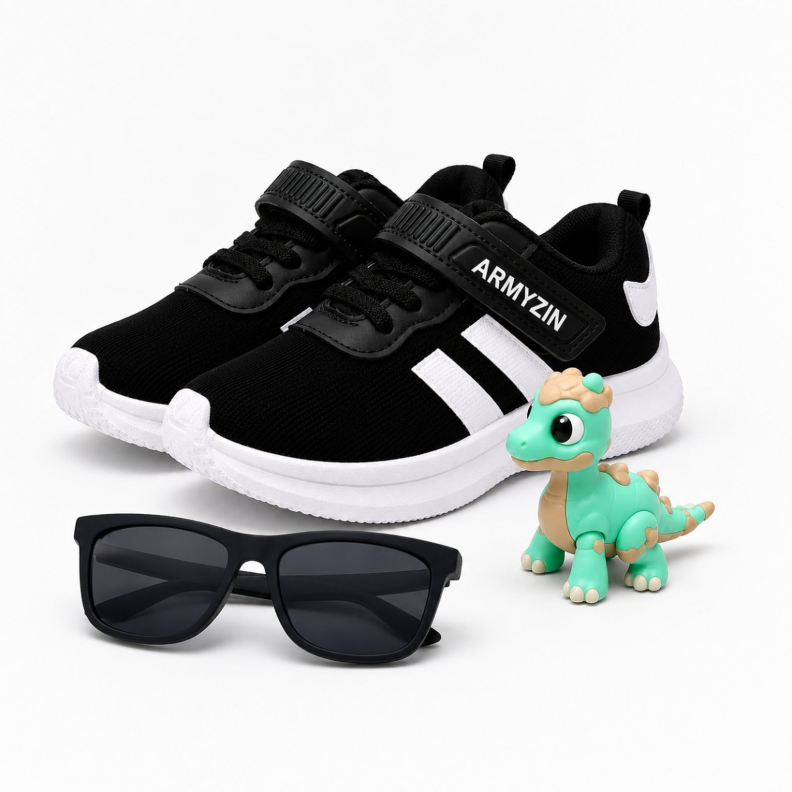 Infantil - Tênis Menino Menina Confortável Ideal Para o Dia a Dia com Dinossauro e Óculos Armyz