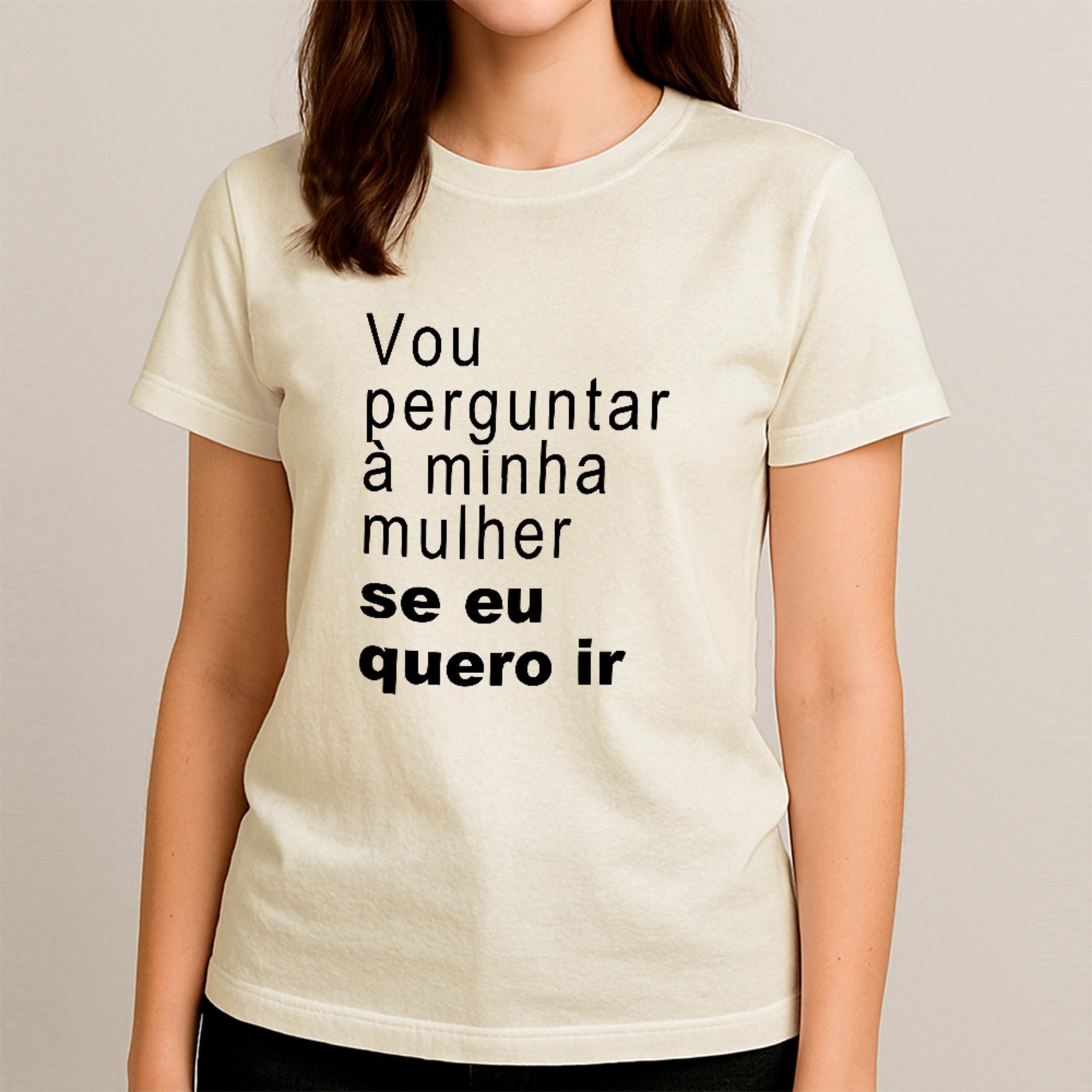 Vista 3 Camiseta Ousy Básica Perguntar A Mulher Meme Marido Experiente Unissex Off White off-white white ousy off-white white