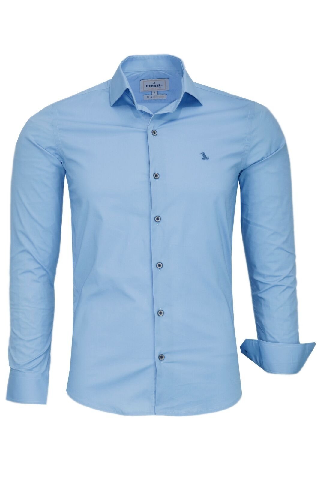 Camisa Social Masculina Manga Longa Amil Slim Elastano 1823