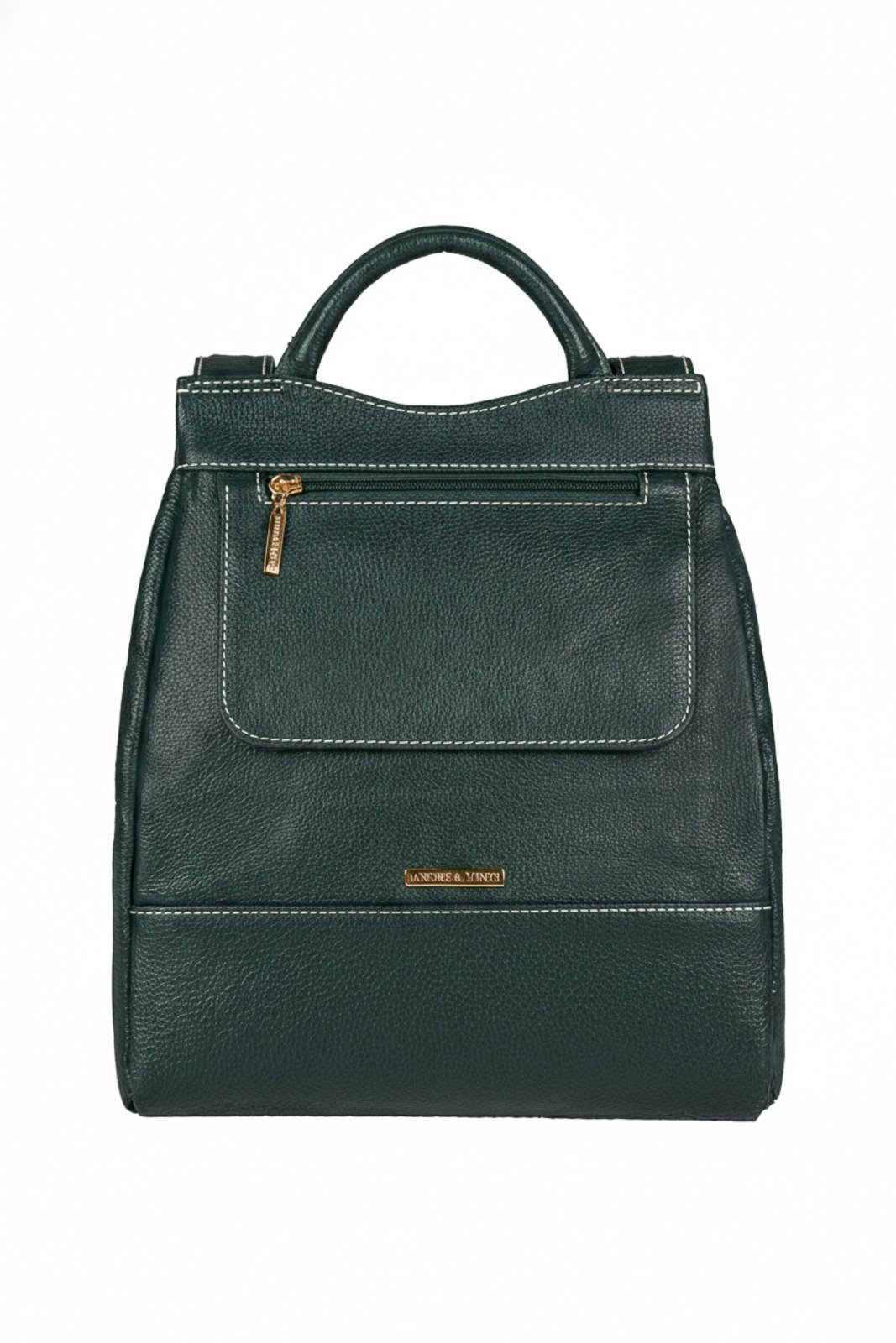 Mochila pequena antifurto couro liso Susan – Verde militar