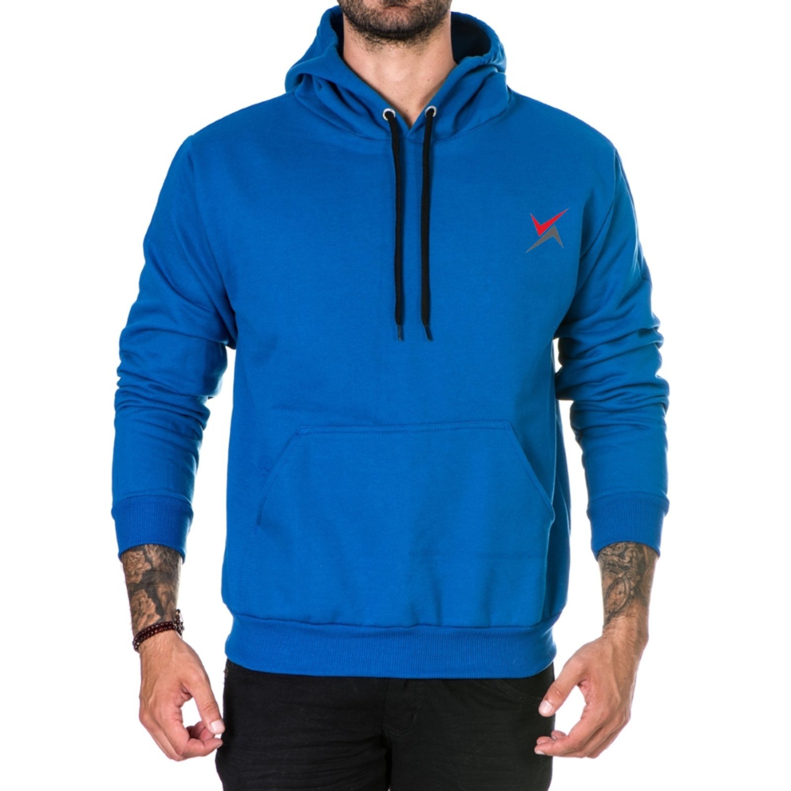 Moletom Masculino Flanelado com Bolso e Capuz Polo Blu em Algodão Azul Royal do P ao G1