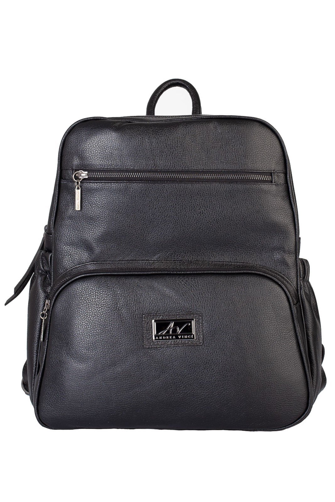 Mochila grande de couro liso metais grafite Zooey - Preto