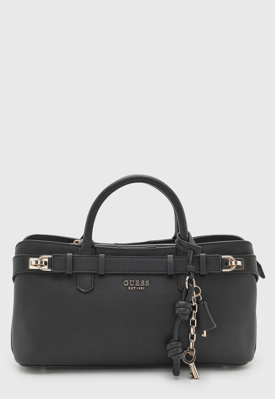 Vista 2 Bolsa Feminina Guess Grande Detalhe Metálico Preta preto preto