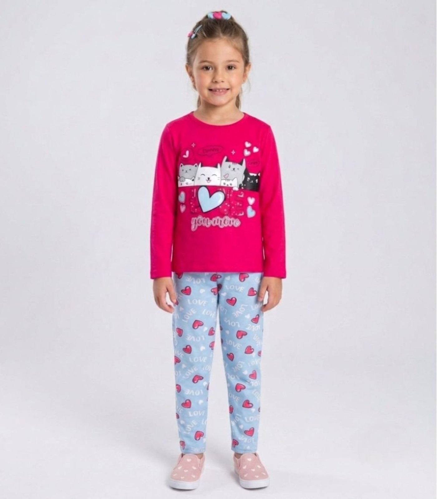 Infantil - Conjunto Algodão Menina Blusa Longa E Calça Select Rosa